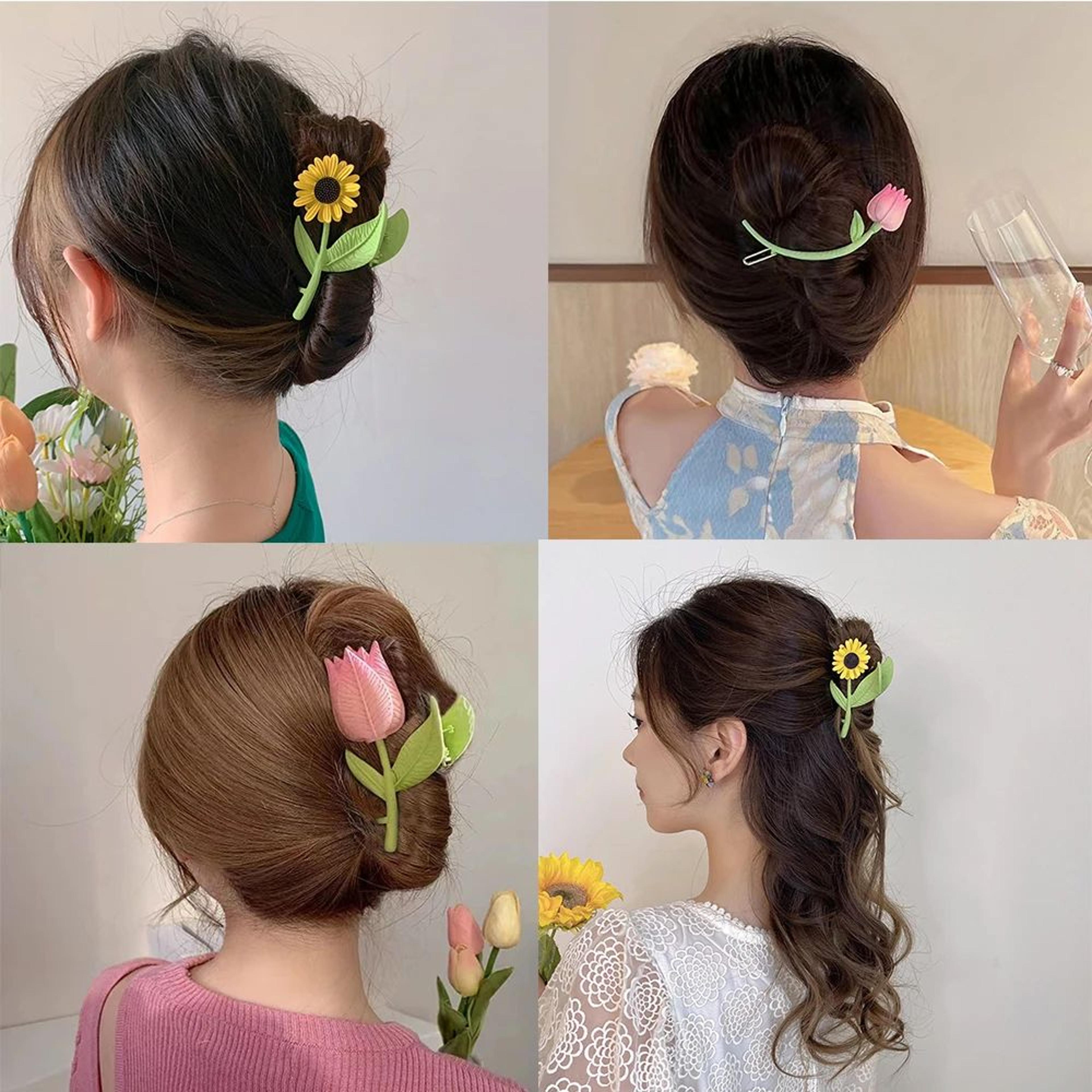 Metal Tulip Flower Hair Claw Clip 1