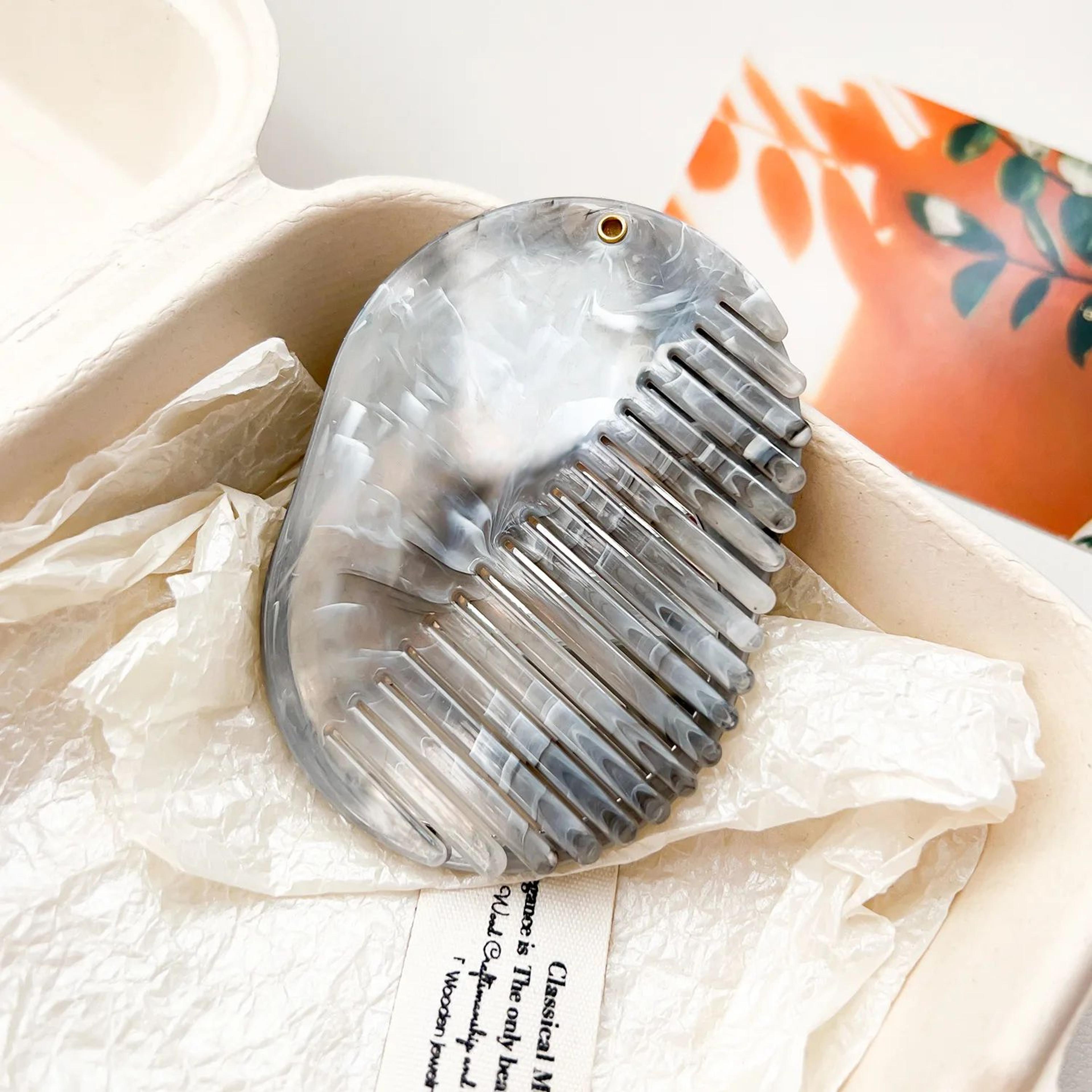 Foldable Marble Hair Comb With Mirror 6