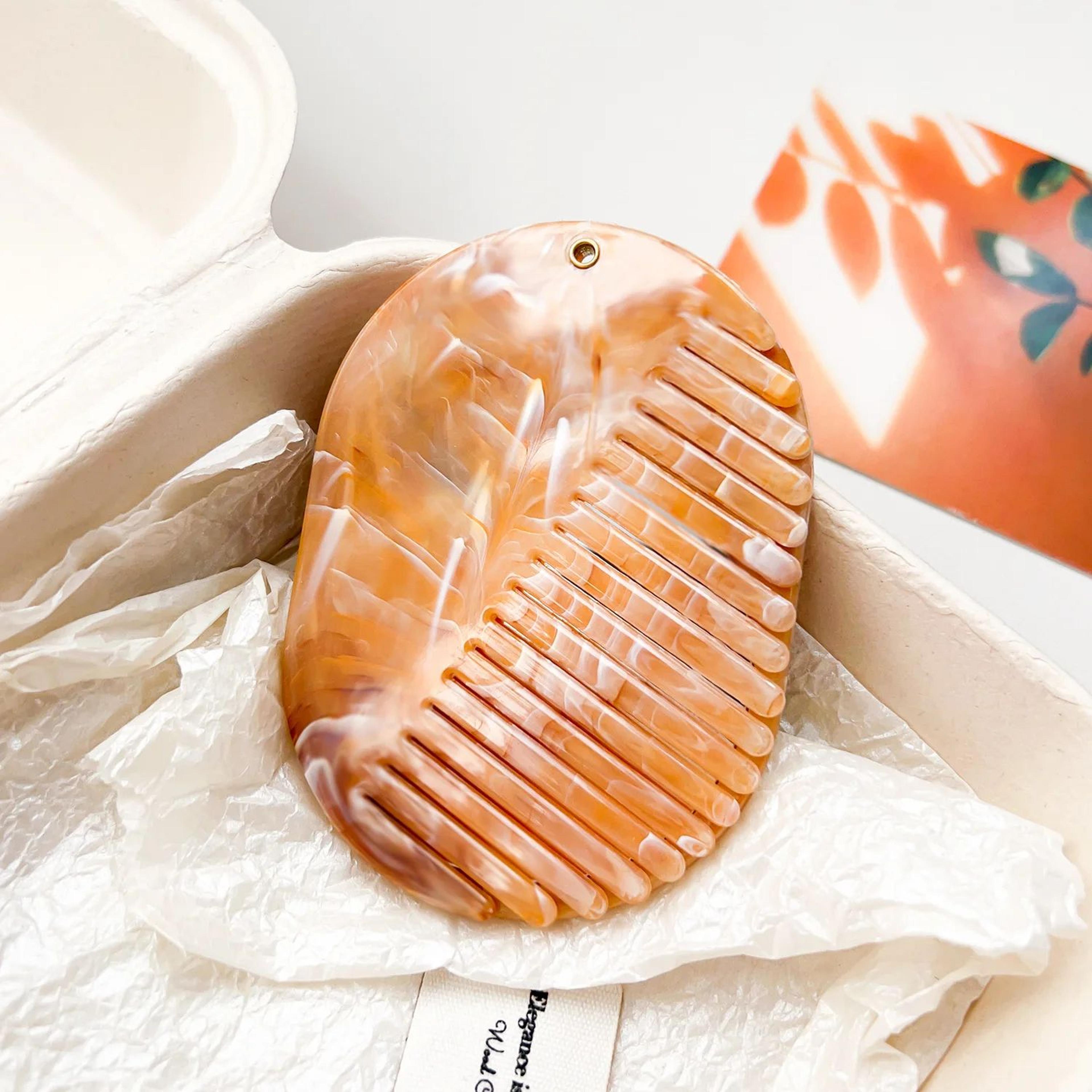 Foldable Marble Hair Comb With Mirror 8