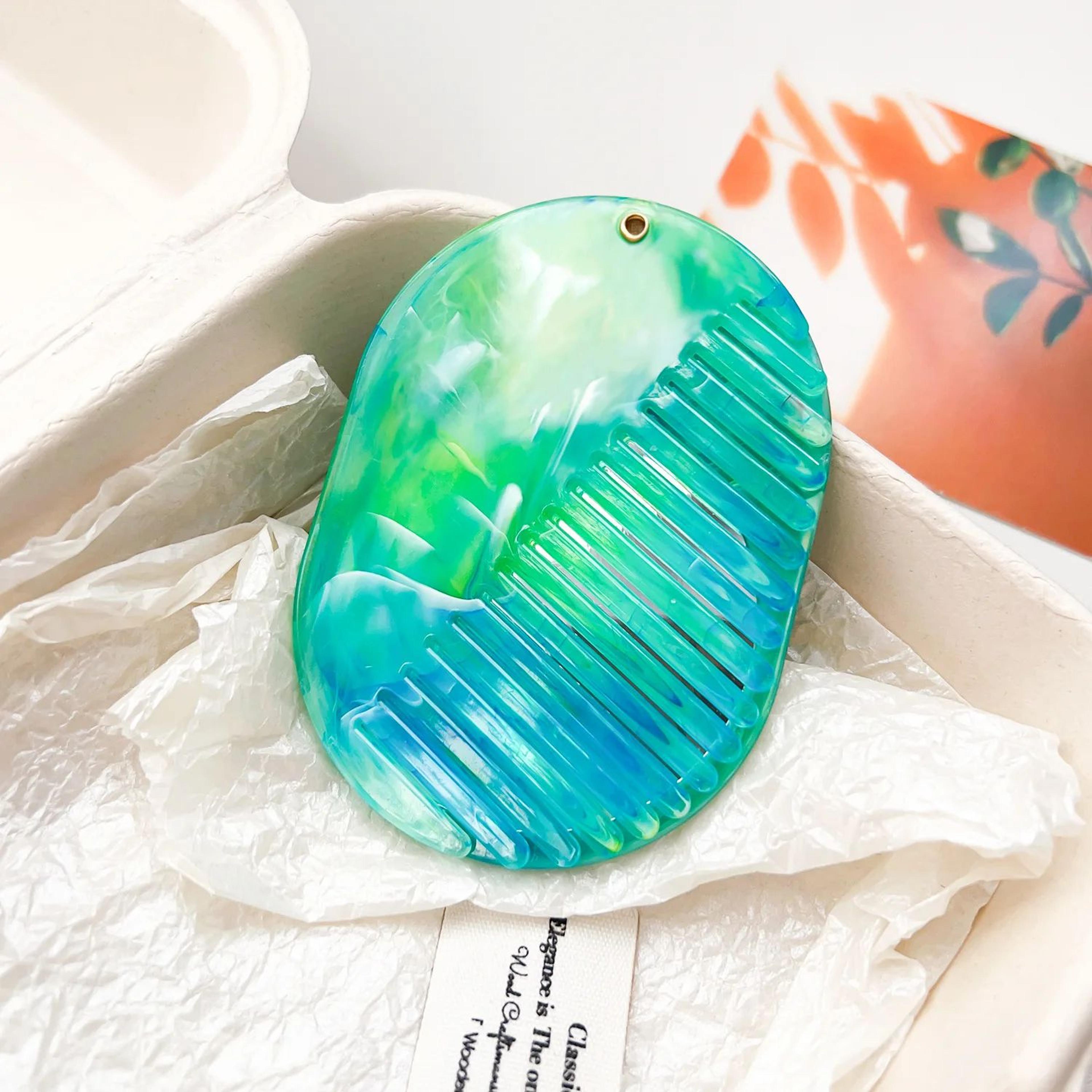 Foldable Marble Hair Comb With Mirror 9