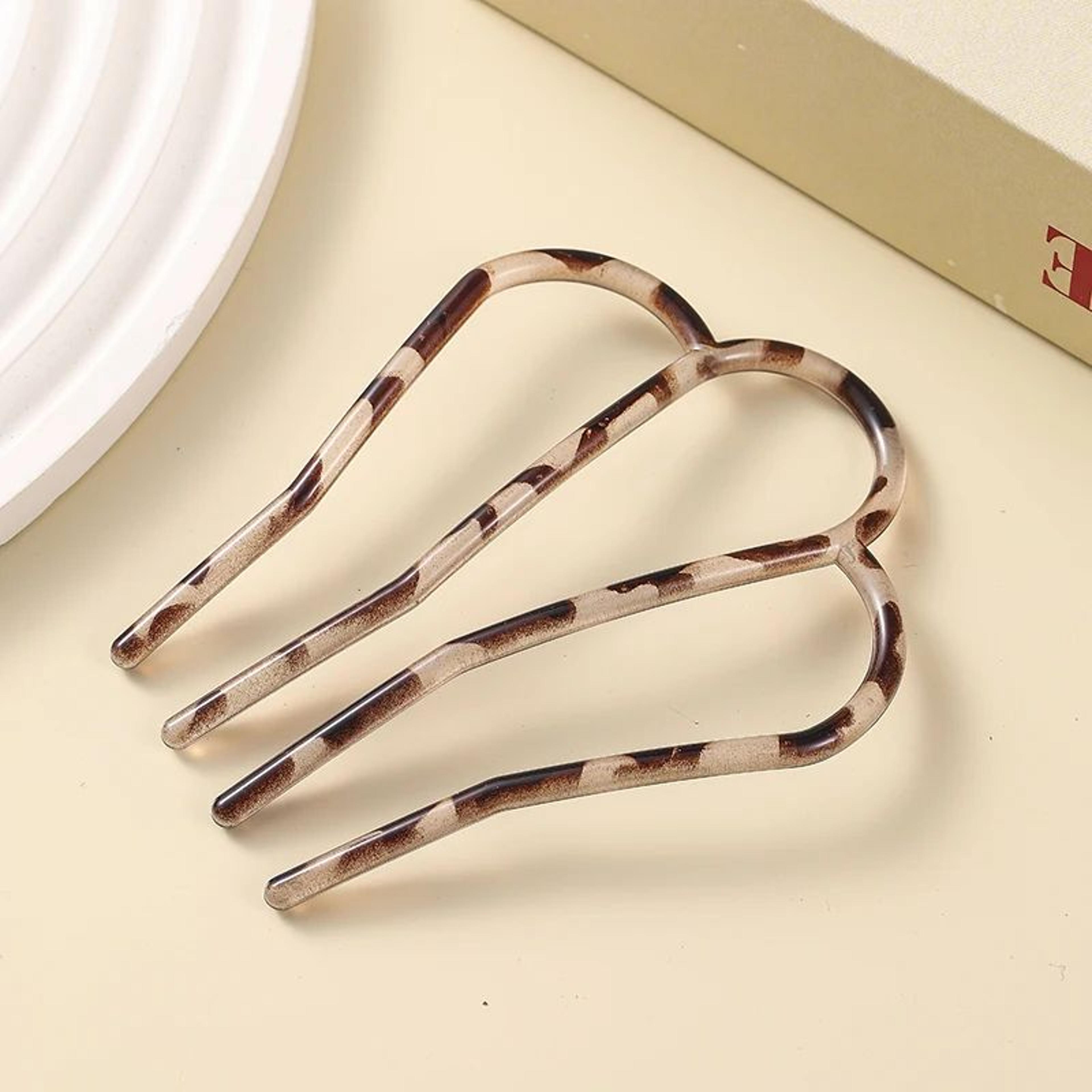 Leopard U Shape Acrylic Hair Fork 9