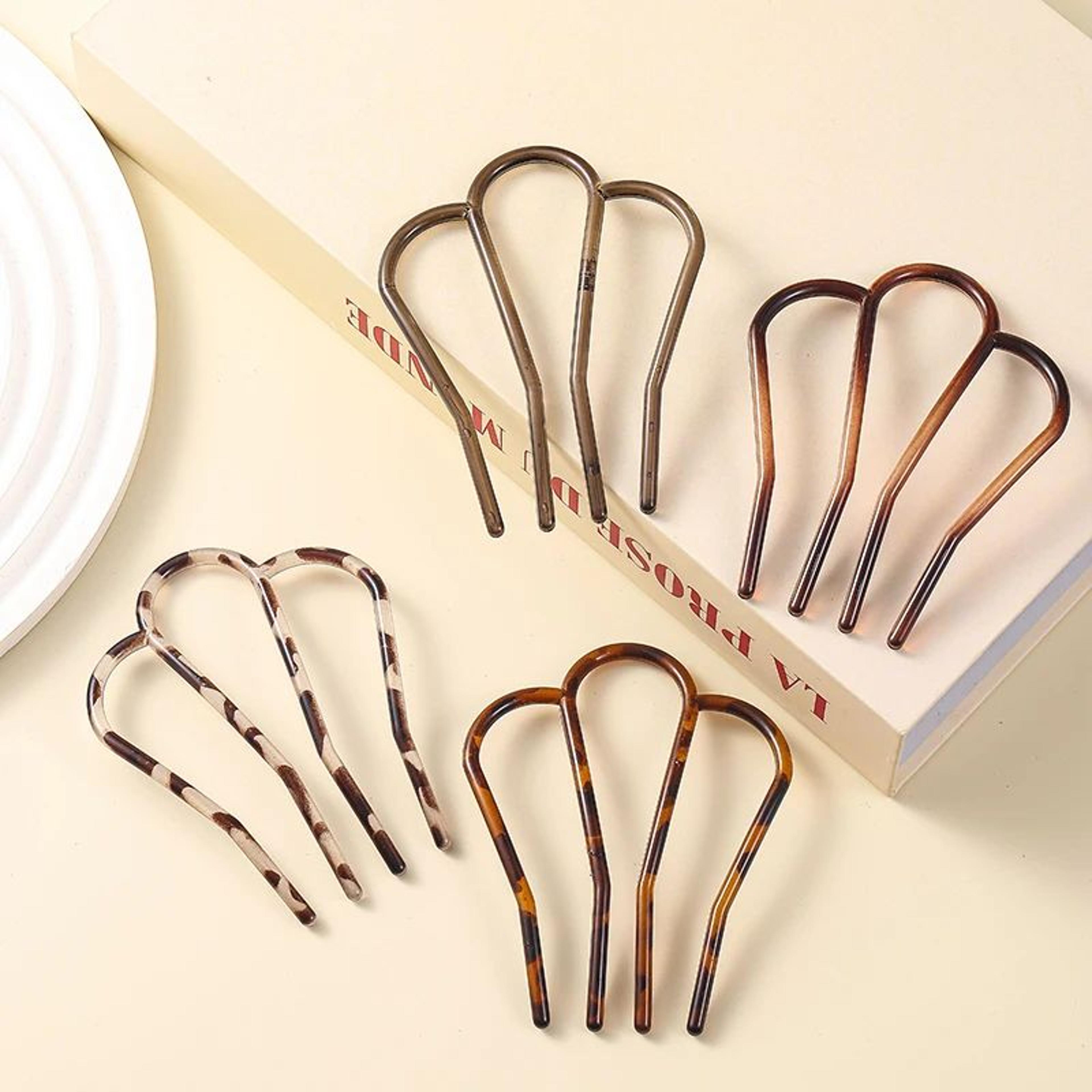Leopard U Shape Acrylic Hair Fork 4