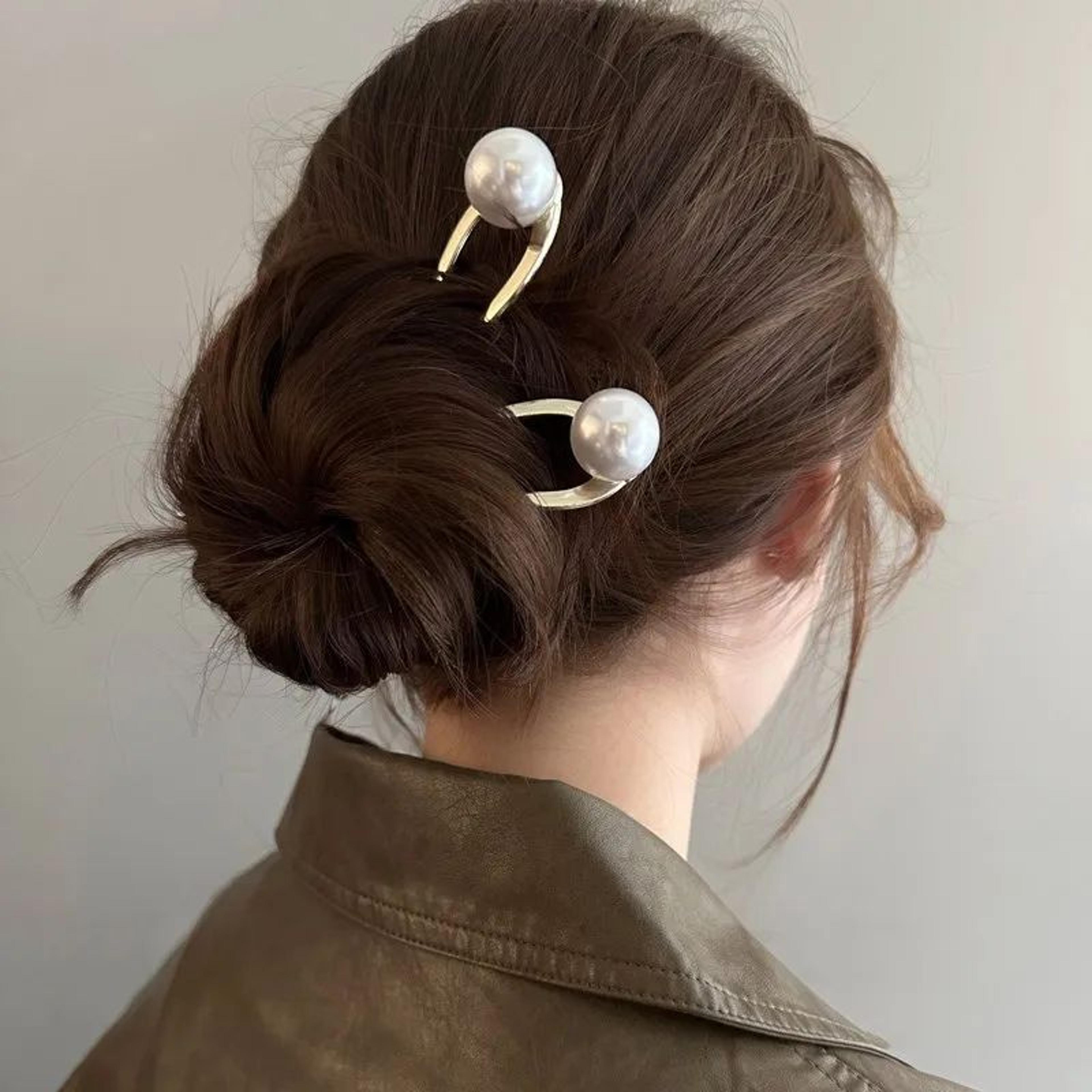 Pearl U Shape Metal Hair Fork 0