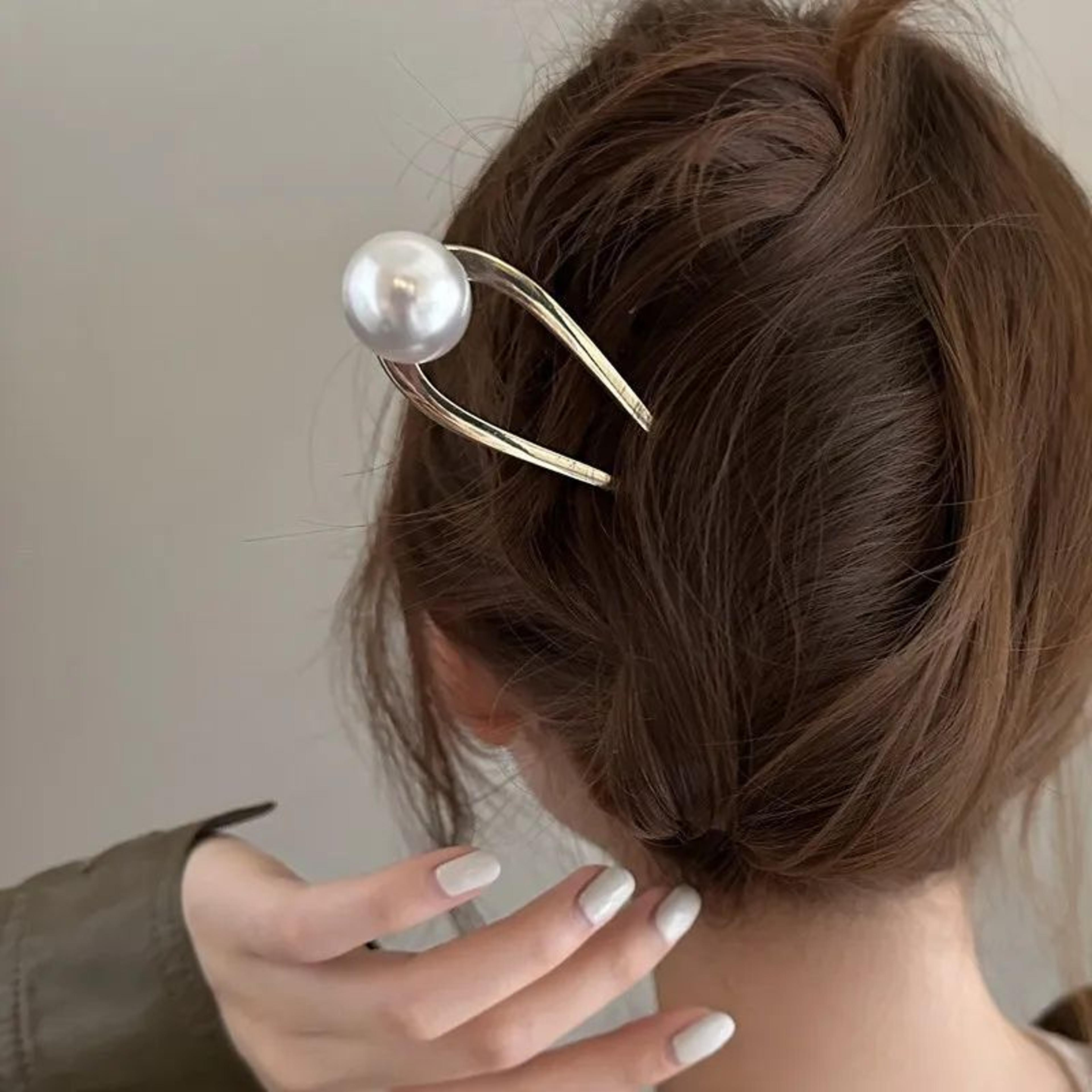 Pearl U Shape Metal Hair Fork 5