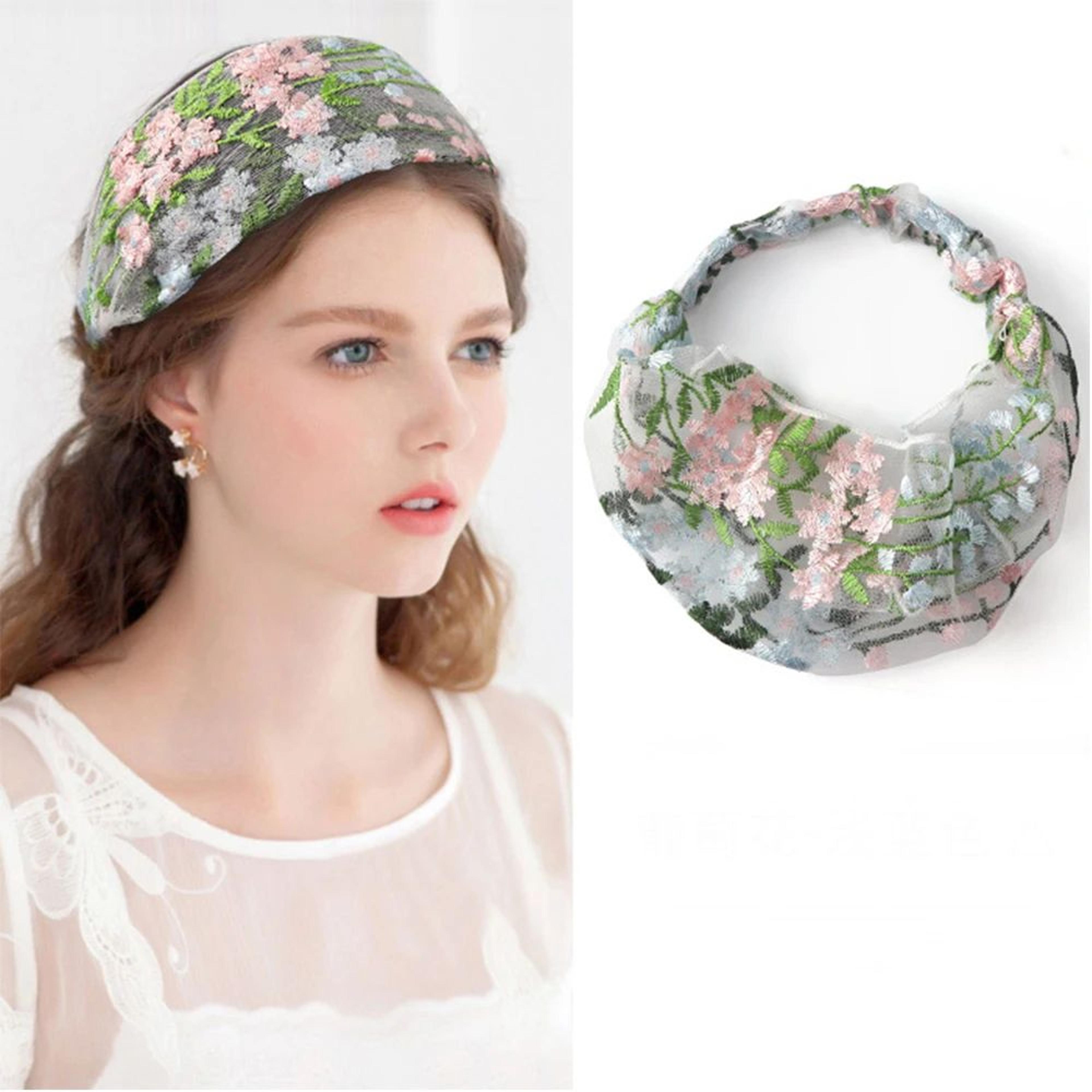 Embroidered Floral Cross Knot Headband 6