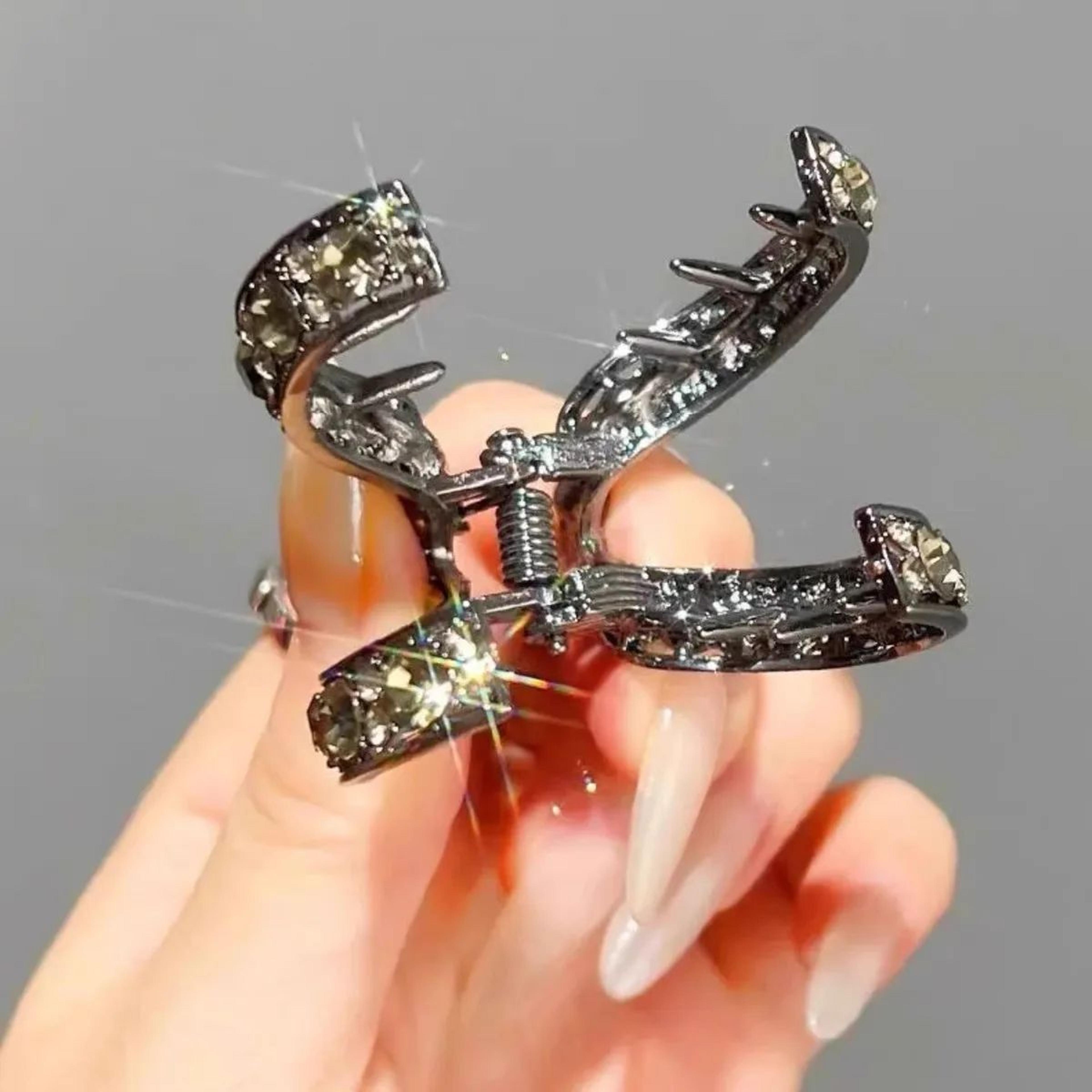 mini rhinestone metal hair claw clip