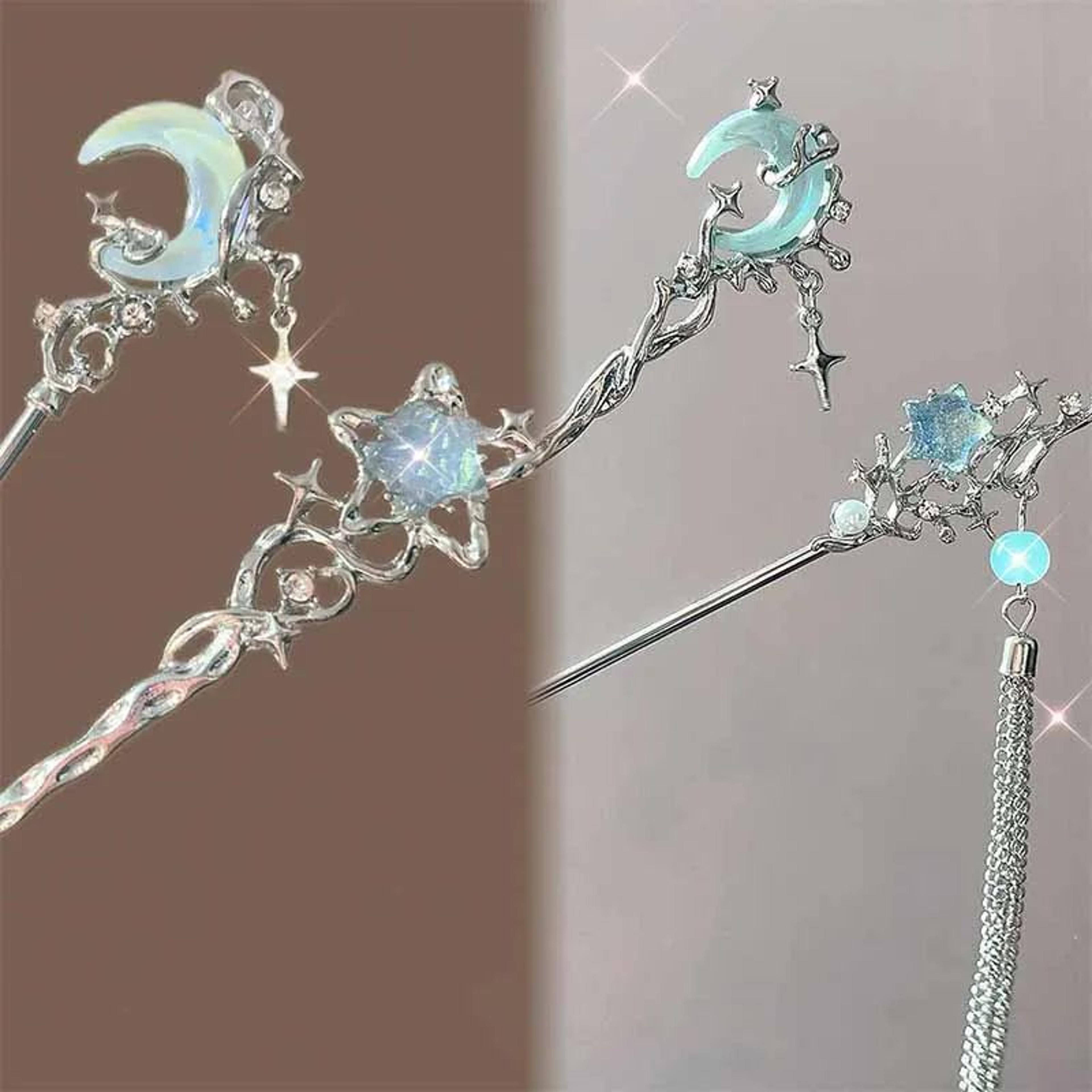Celestial Moon Star Metal Hair Stick 1