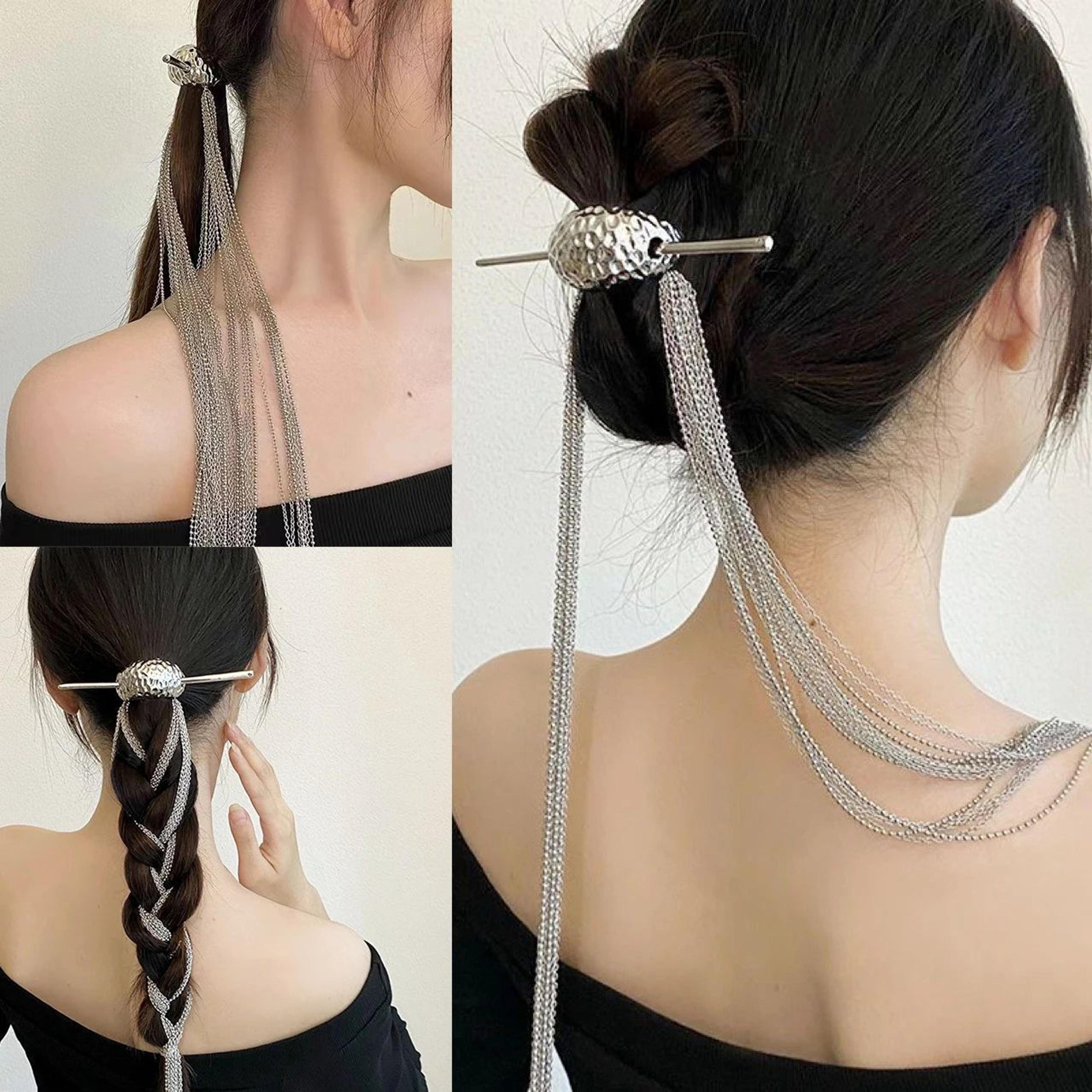 Silver Tassel Chain Hair Stick 0