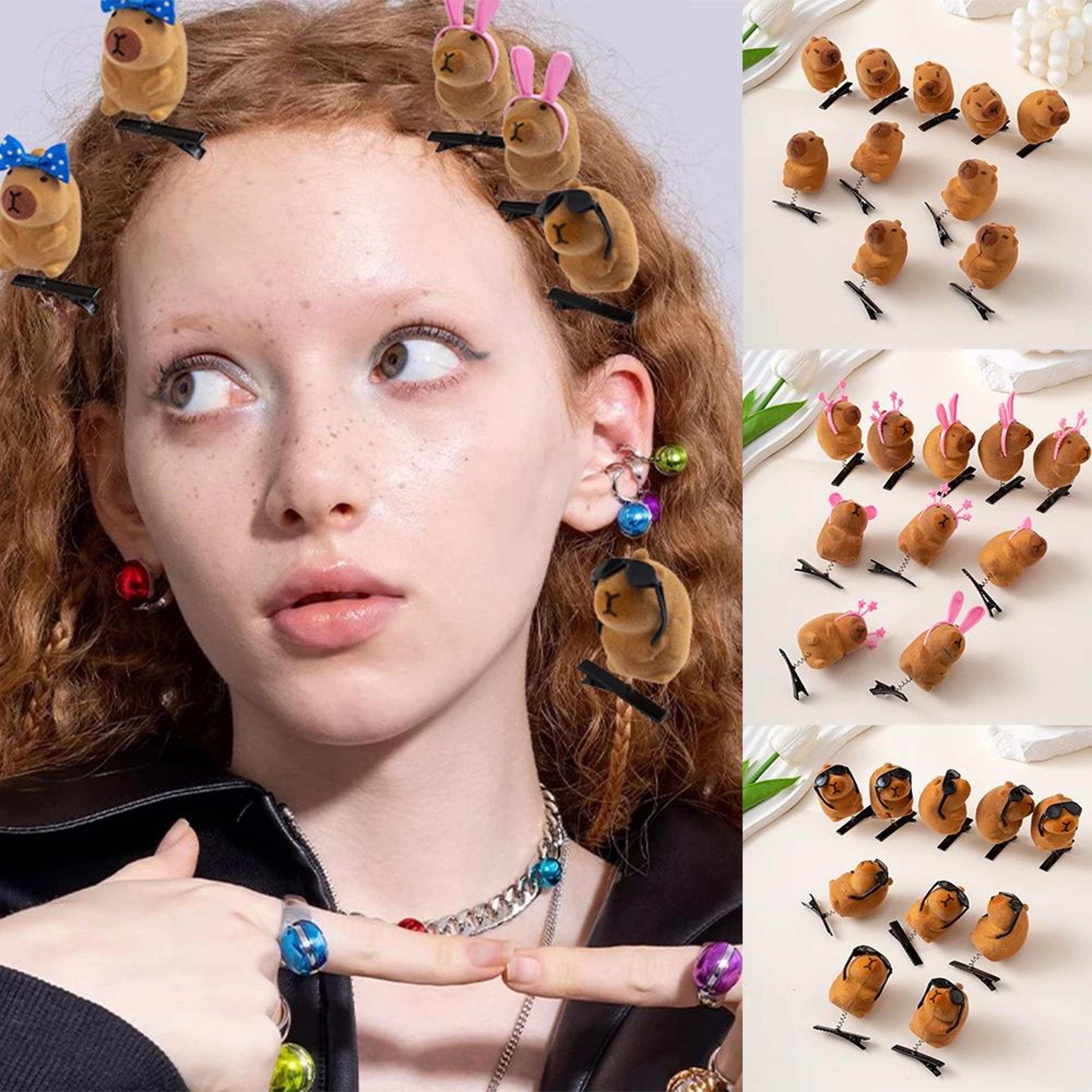 10 piece plush capybara hair clip set