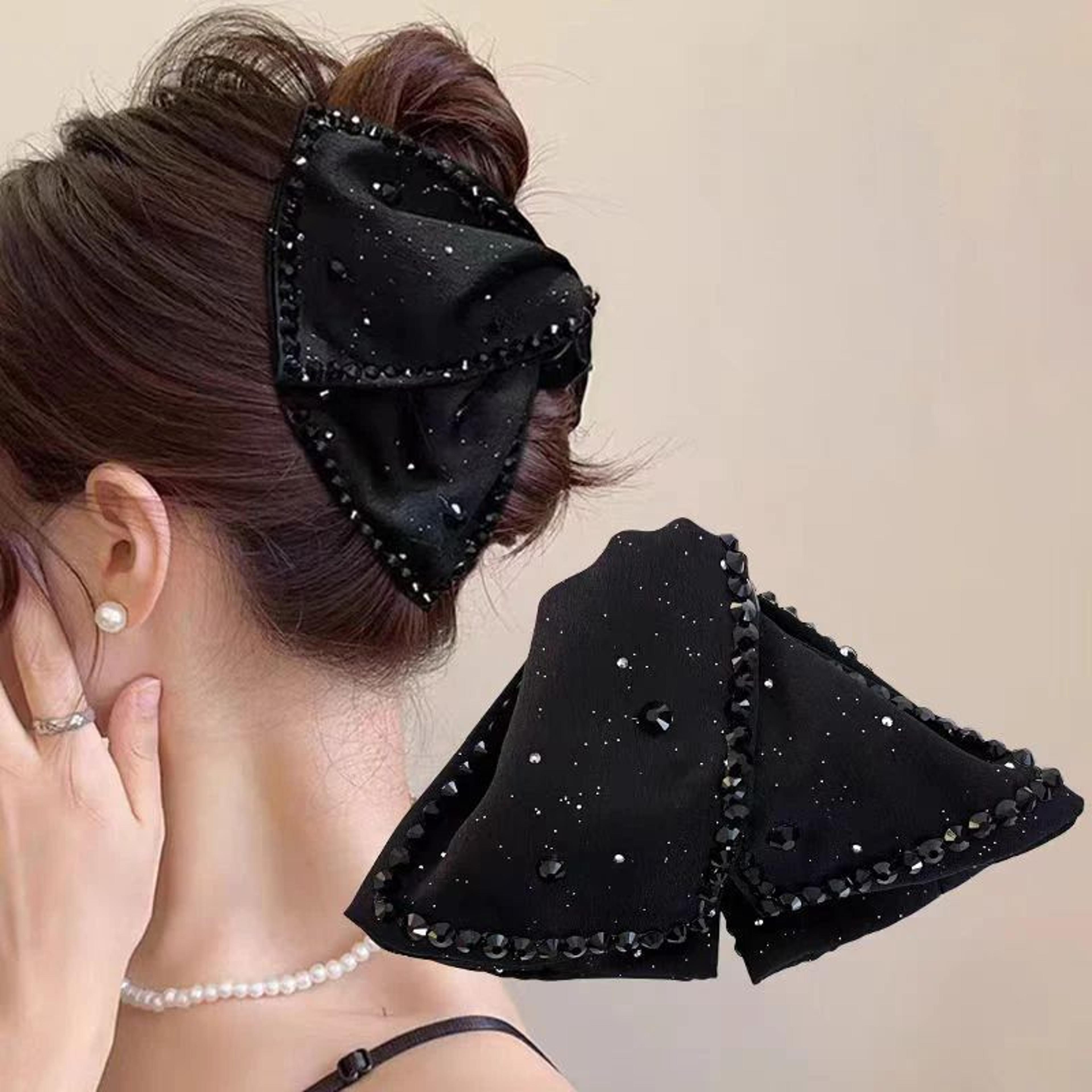 Rhinestone Pearl Bow Hair Claw 4