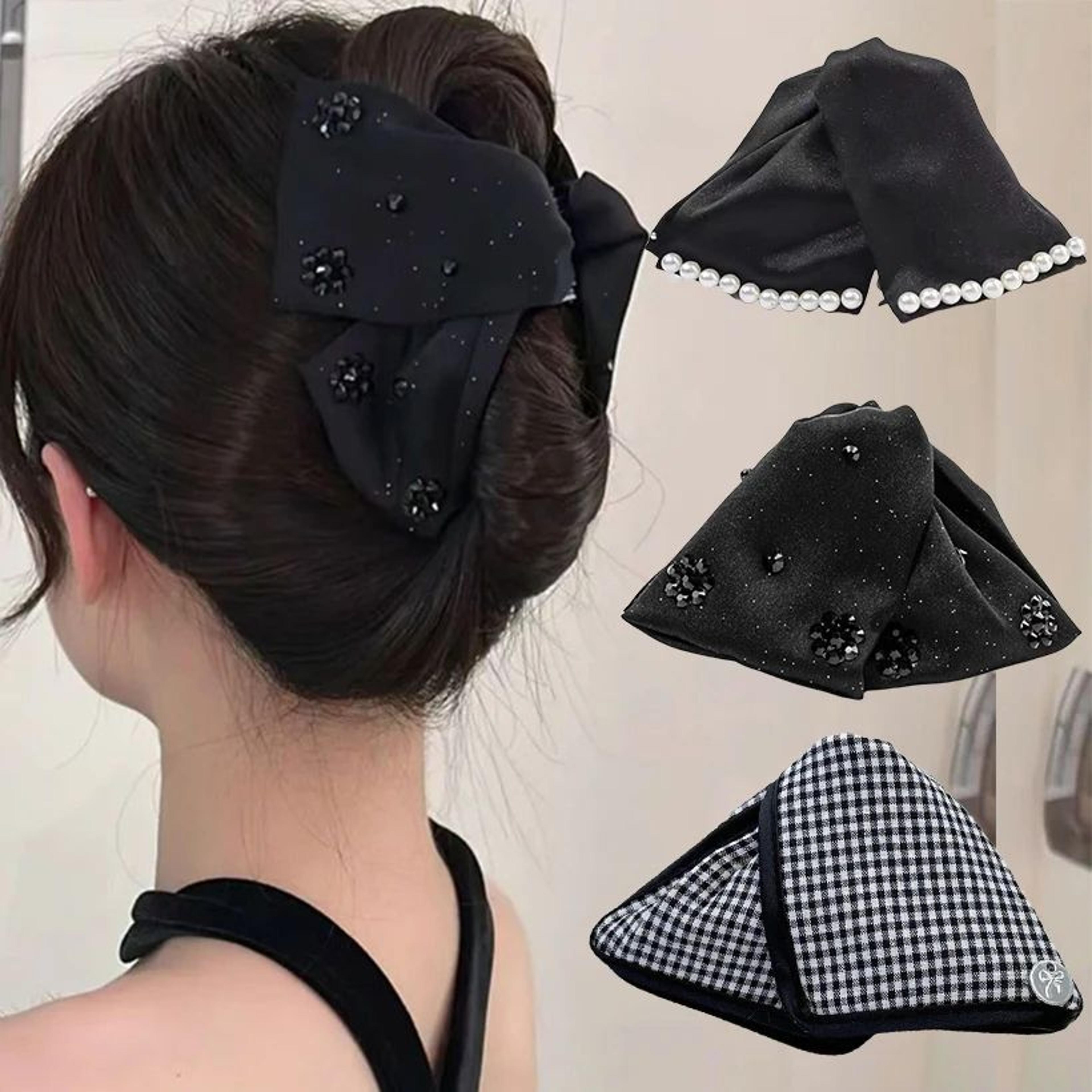 rhinestone pearl bow hair claw