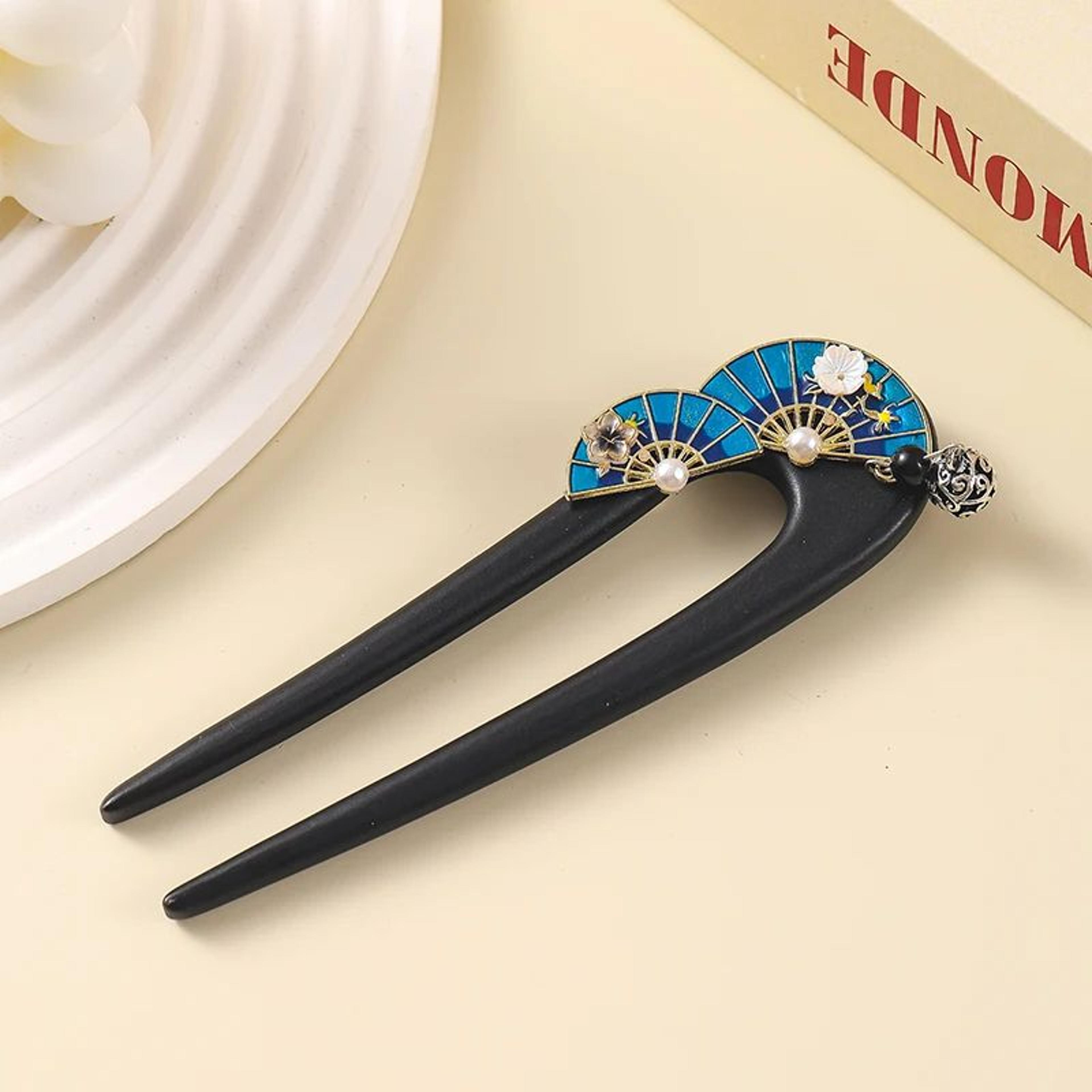 Floral Butterfly Wooden Hair Fork 8
