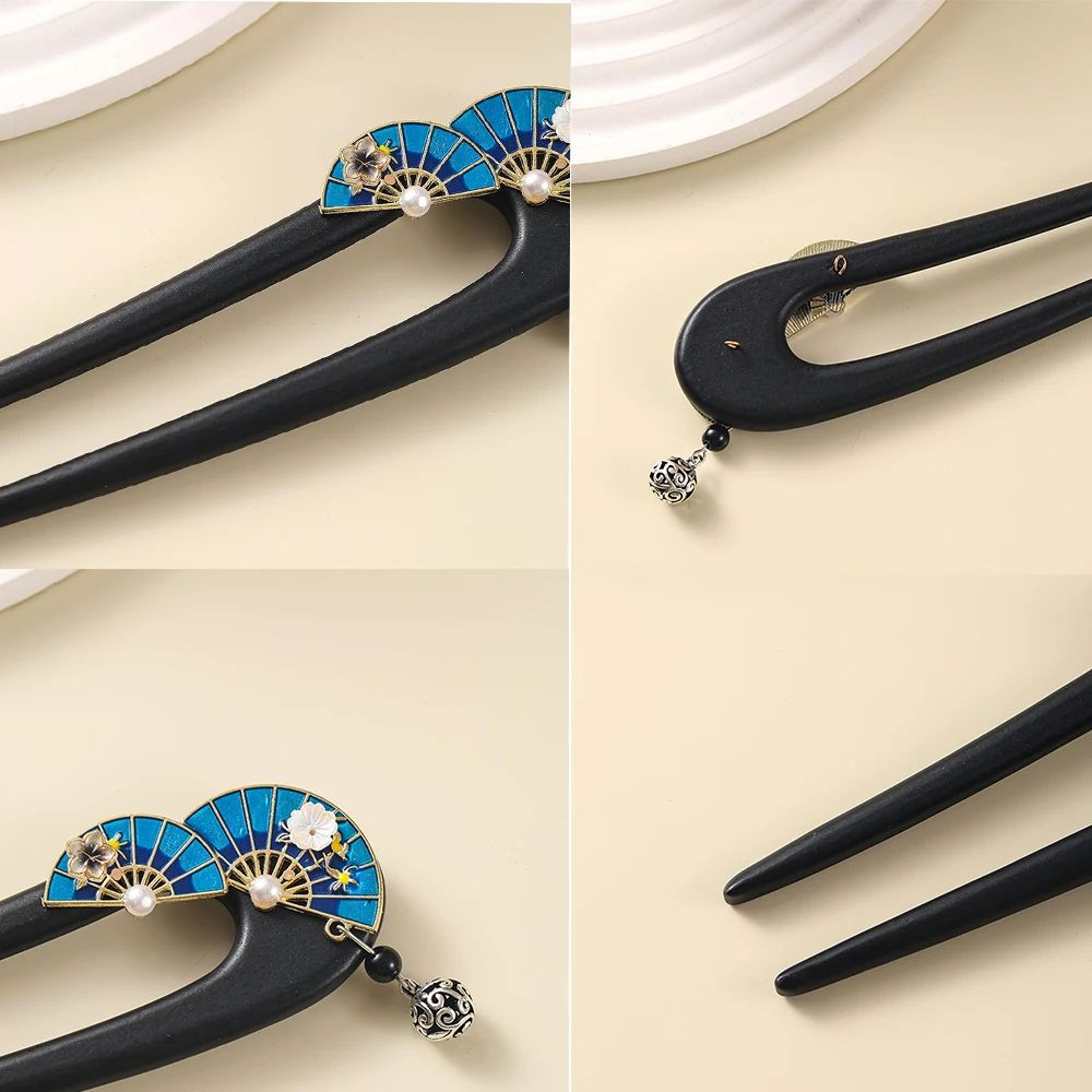 Floral Butterfly Wooden Hair Fork 4