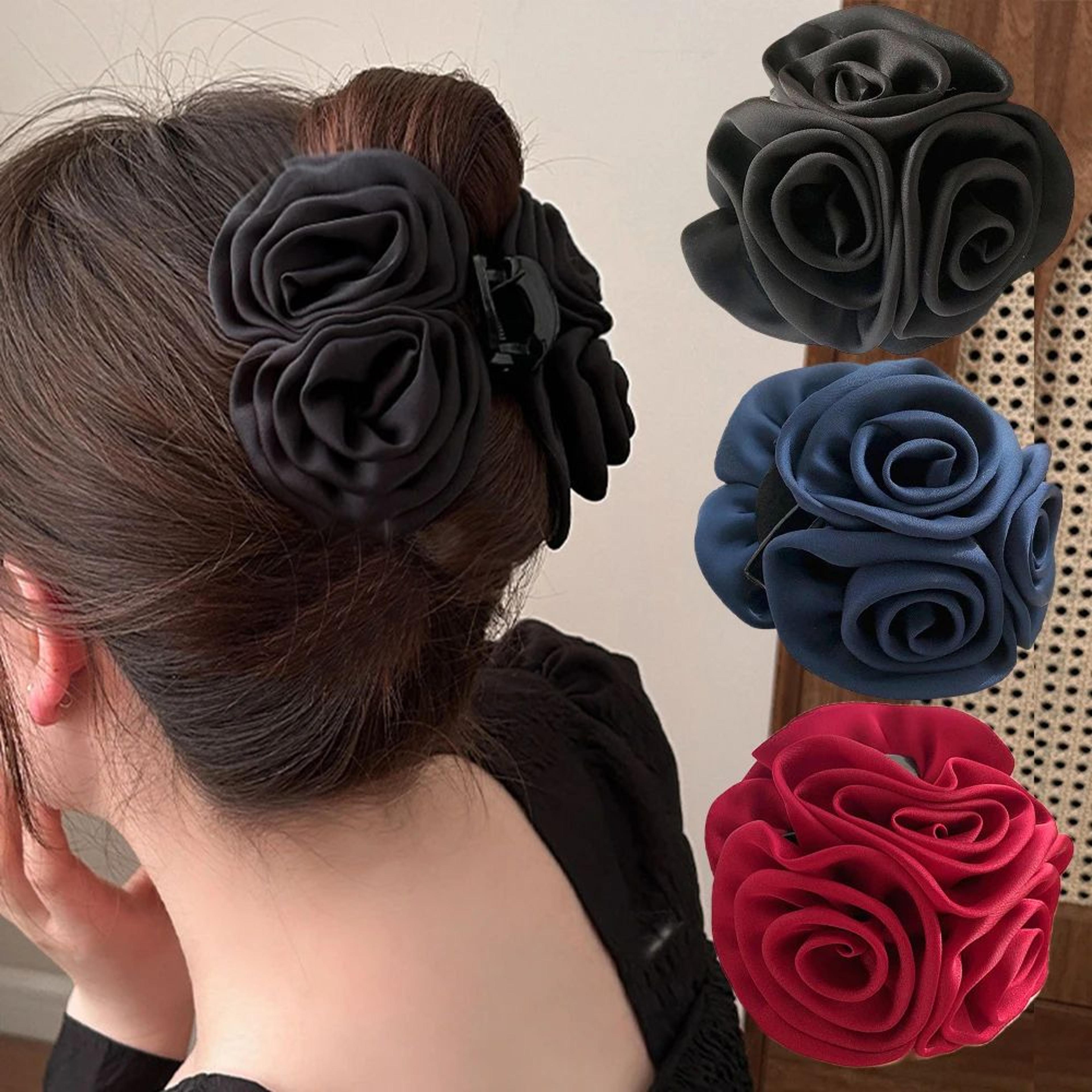 rose flower hair claw