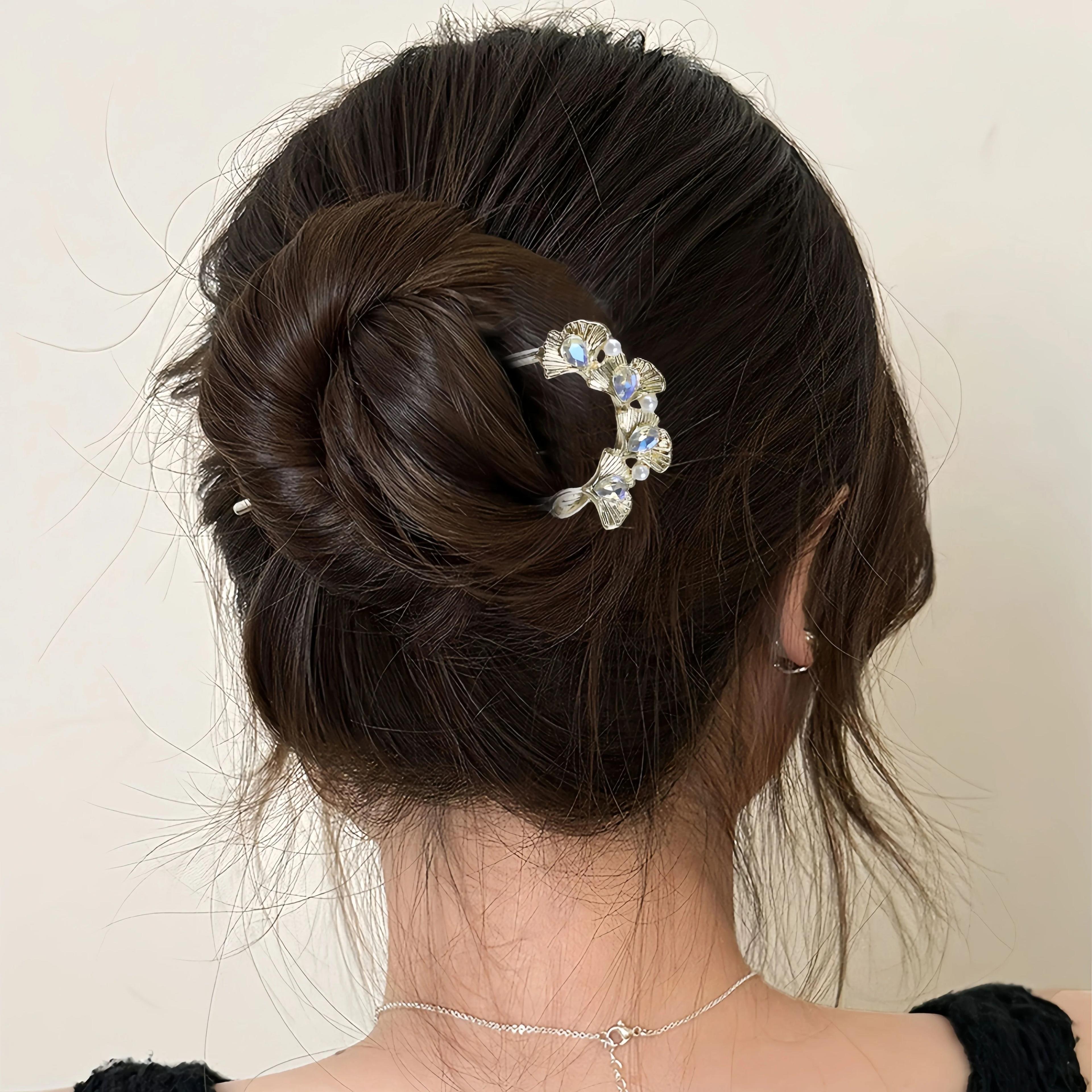 Ginkgo Pearl Rhinestone Hair Fork 4
