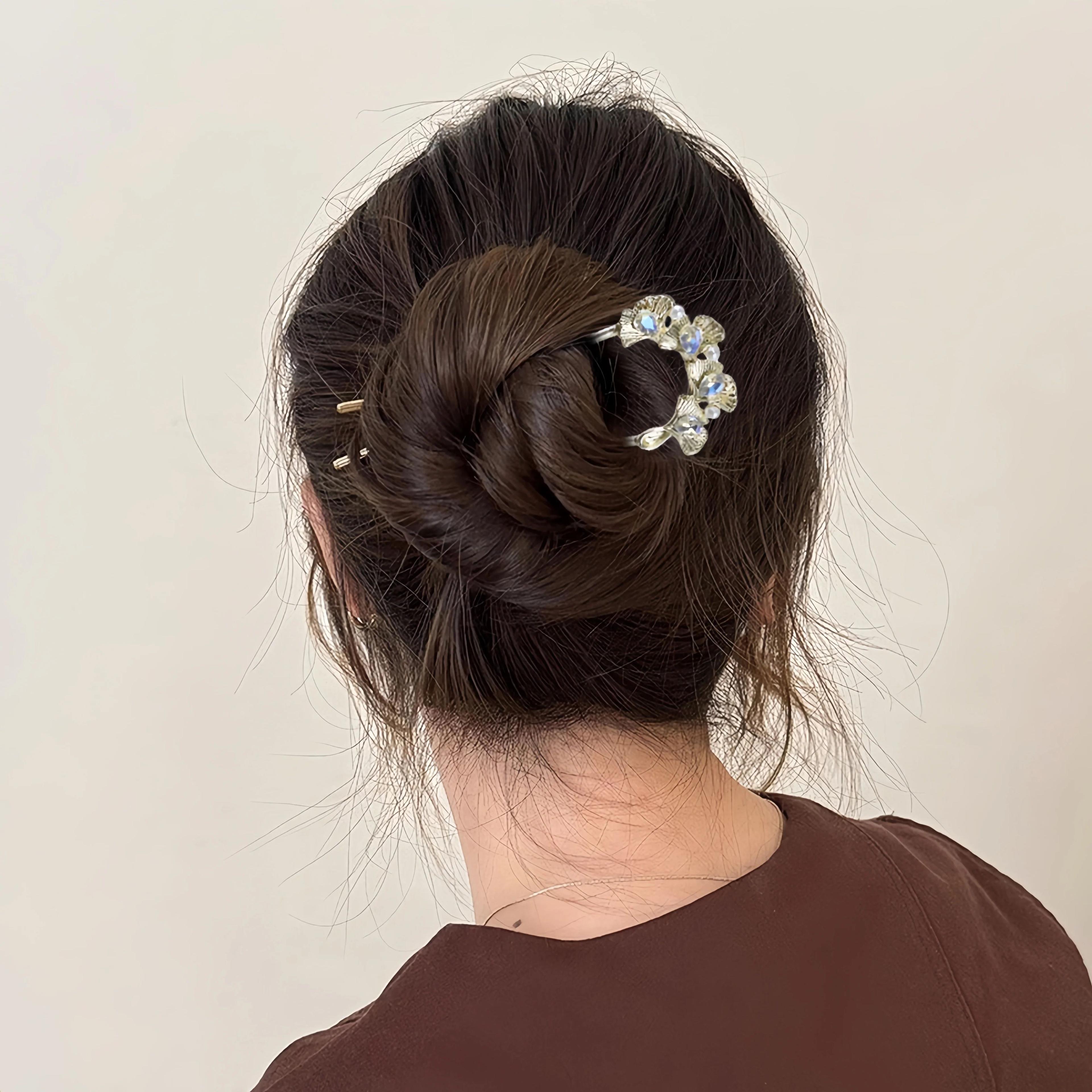 Ginkgo Pearl Rhinestone Hair Fork 5