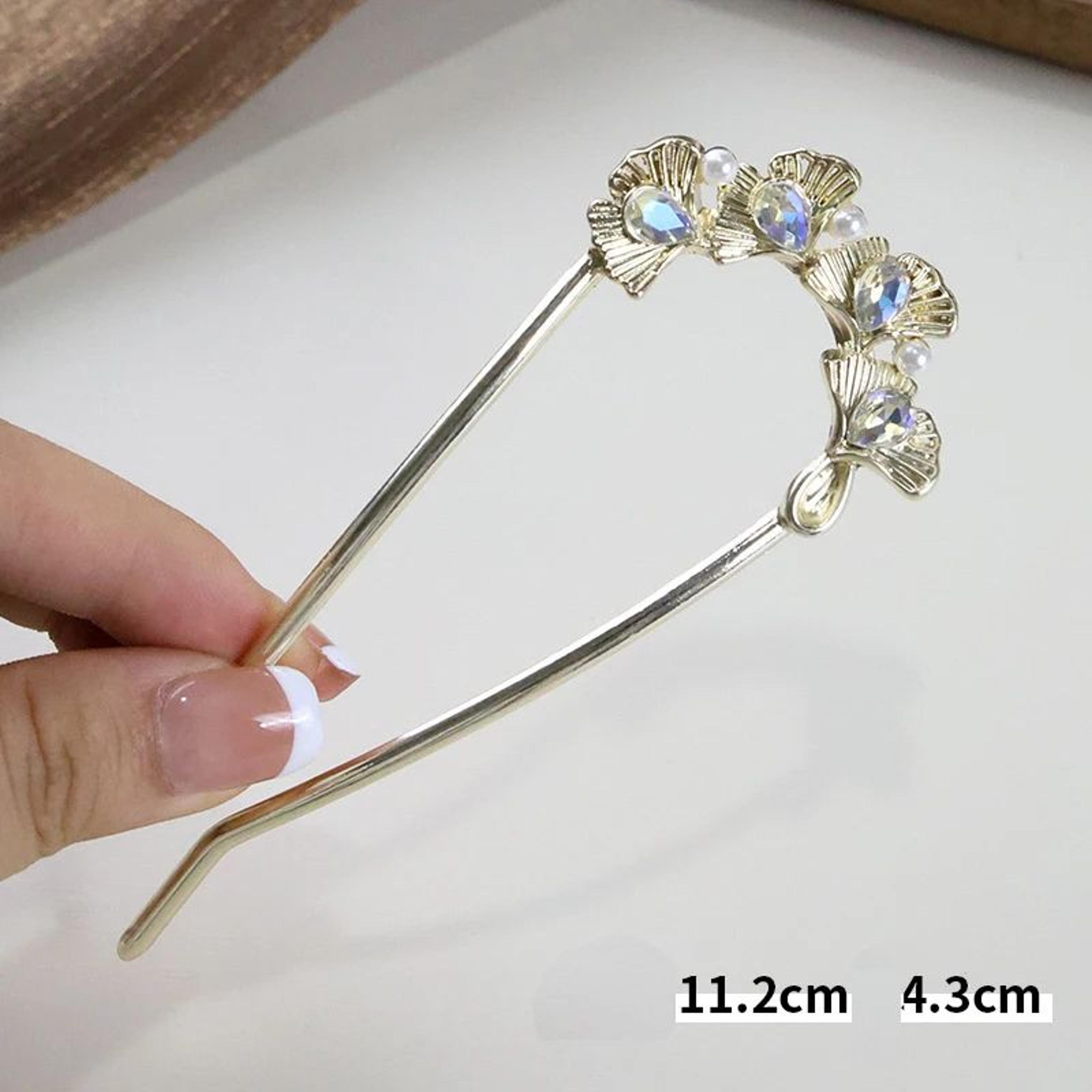 Ginkgo Pearl Rhinestone Hair Fork 7