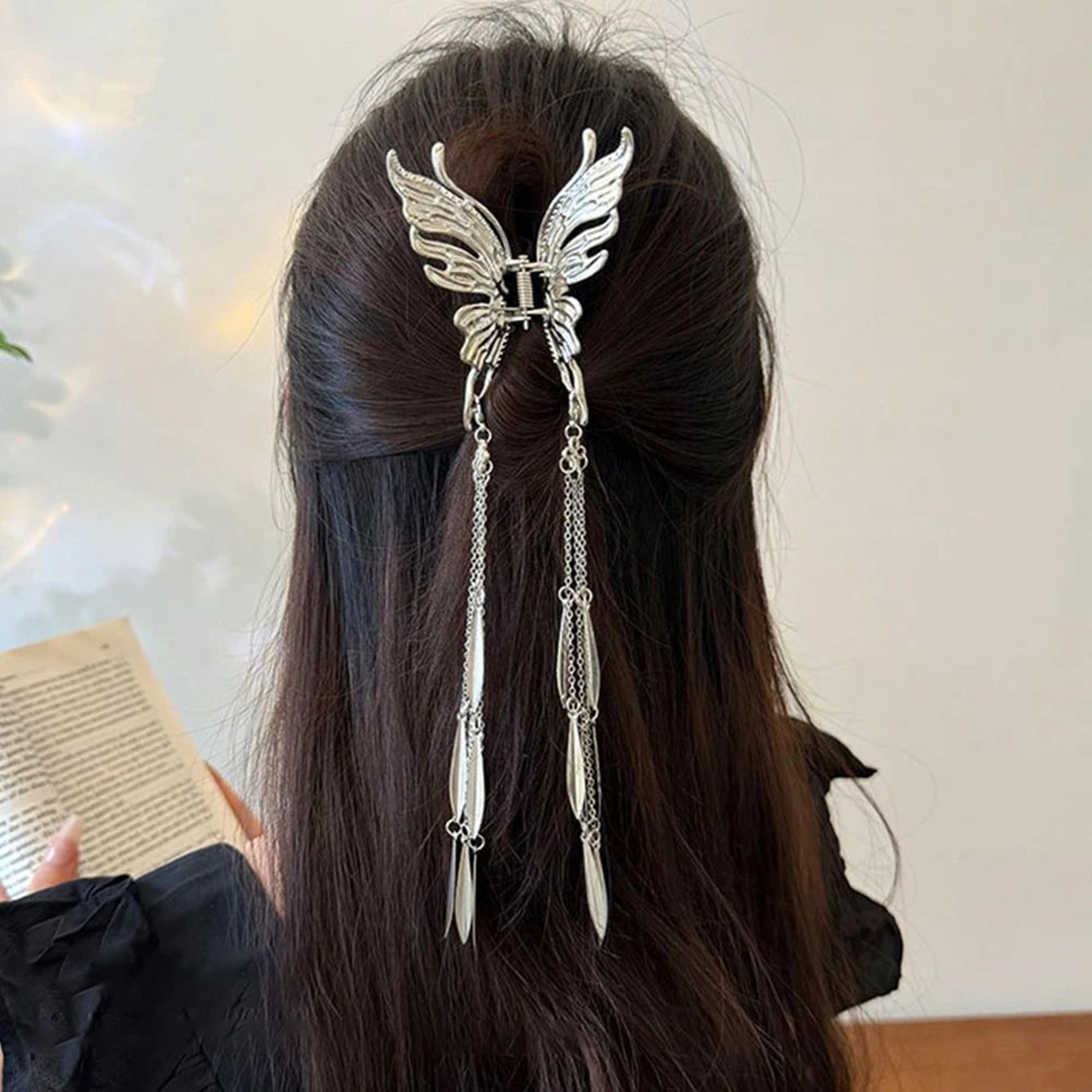Butterfly Pearl Tassel Hair Claw 3