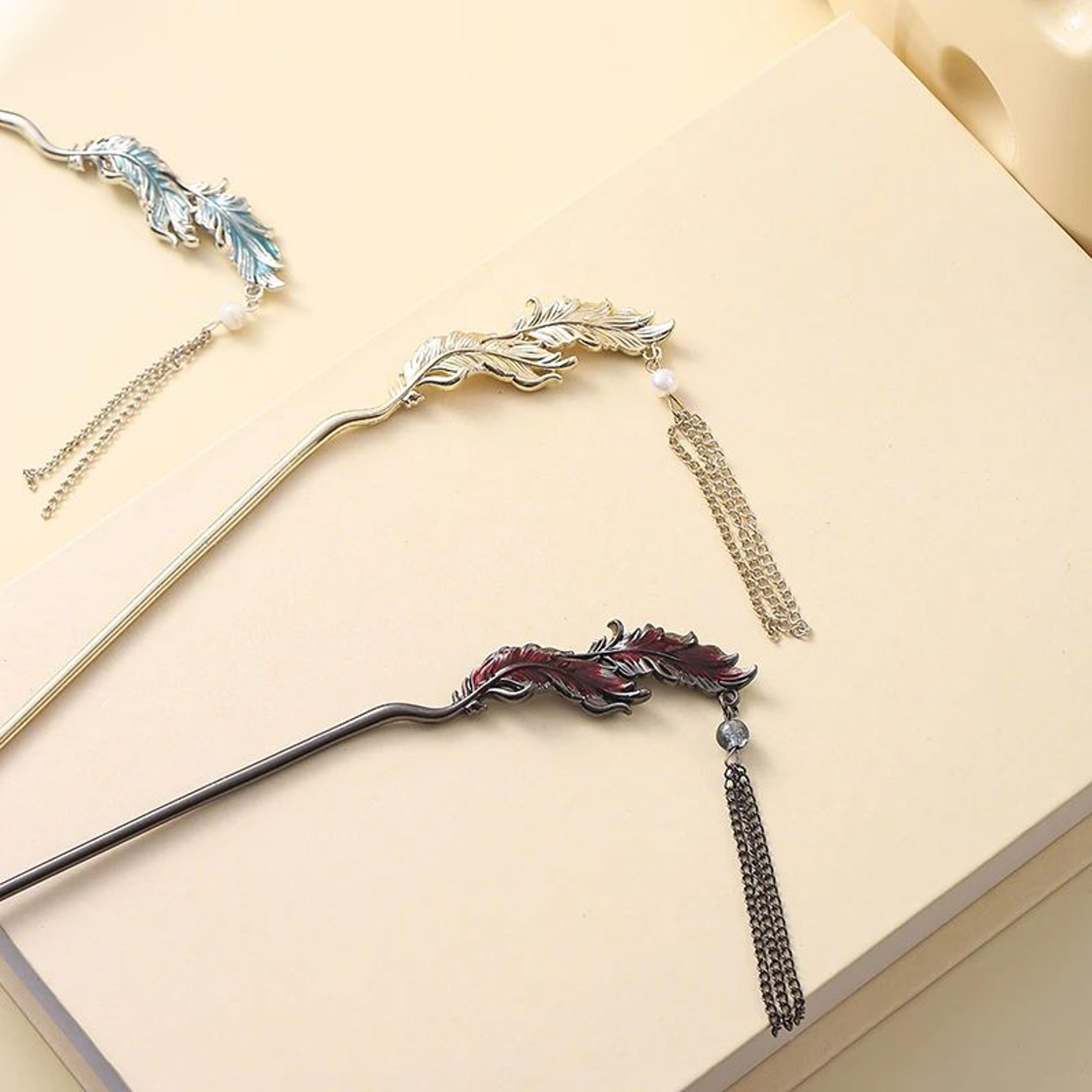 Vintage Feather Tassel Hair Stick 4