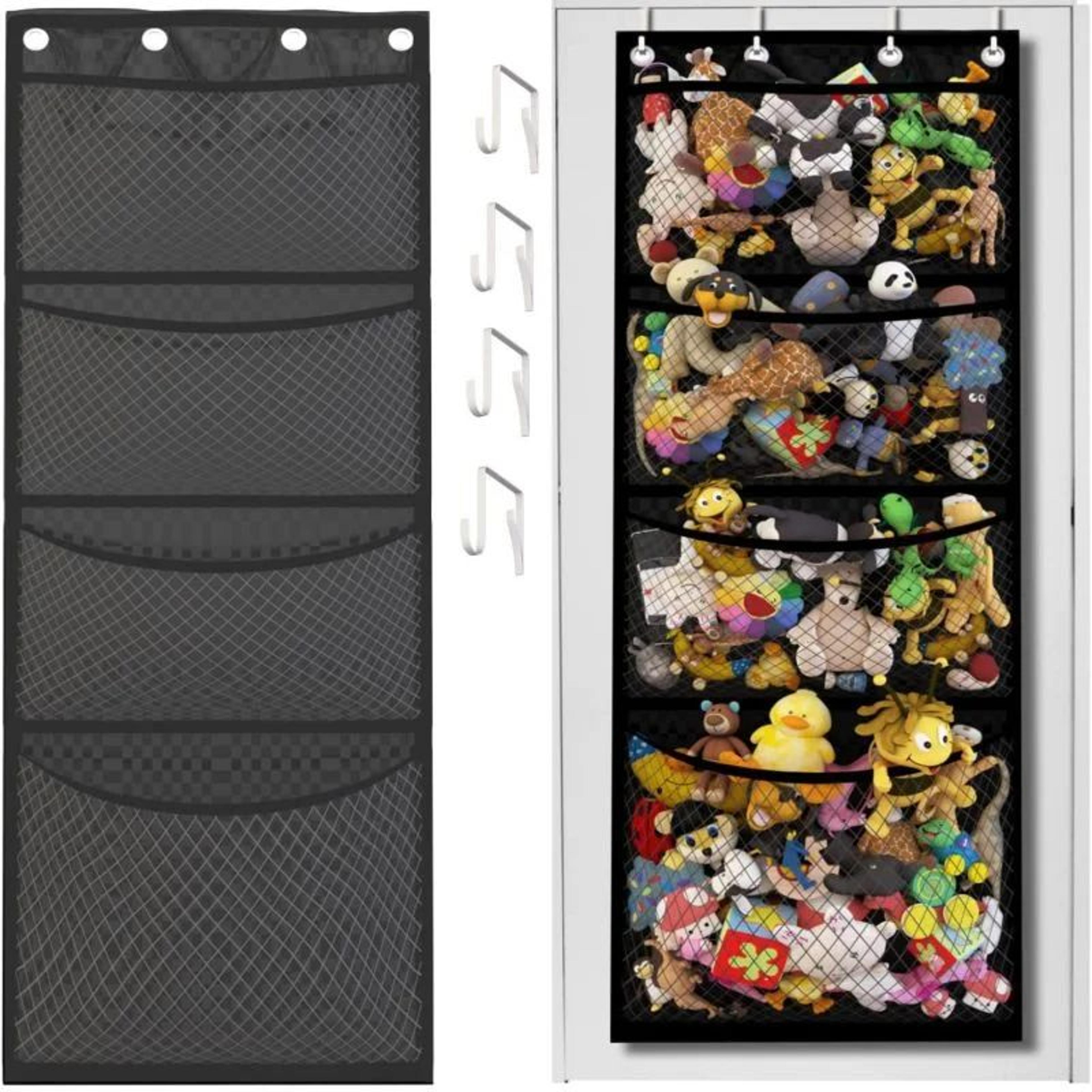 Hanging Stuffed Animal Storage Organizer With 4 Pockets 6