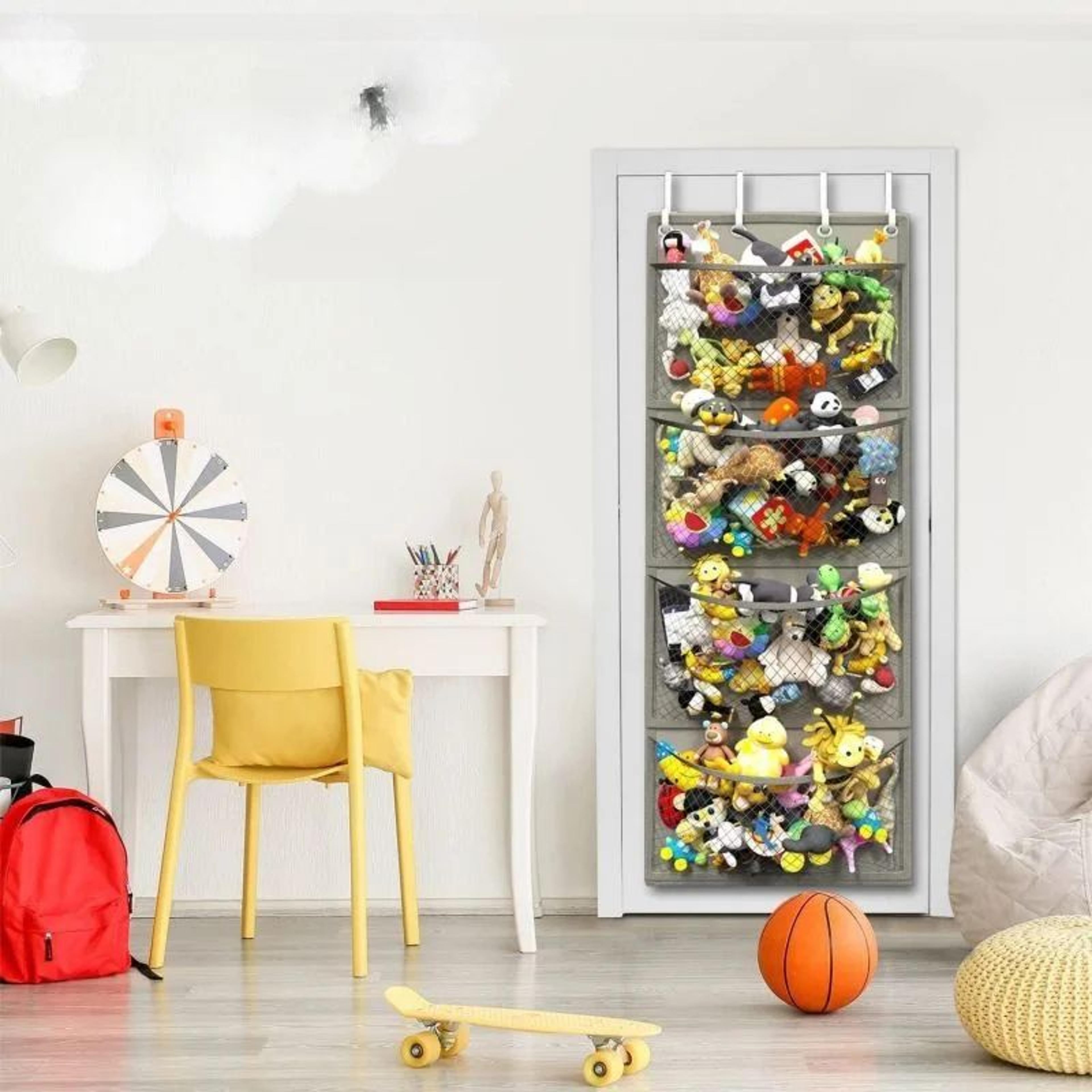 Hanging Stuffed Animal Storage Organizer With 4 Pockets 1