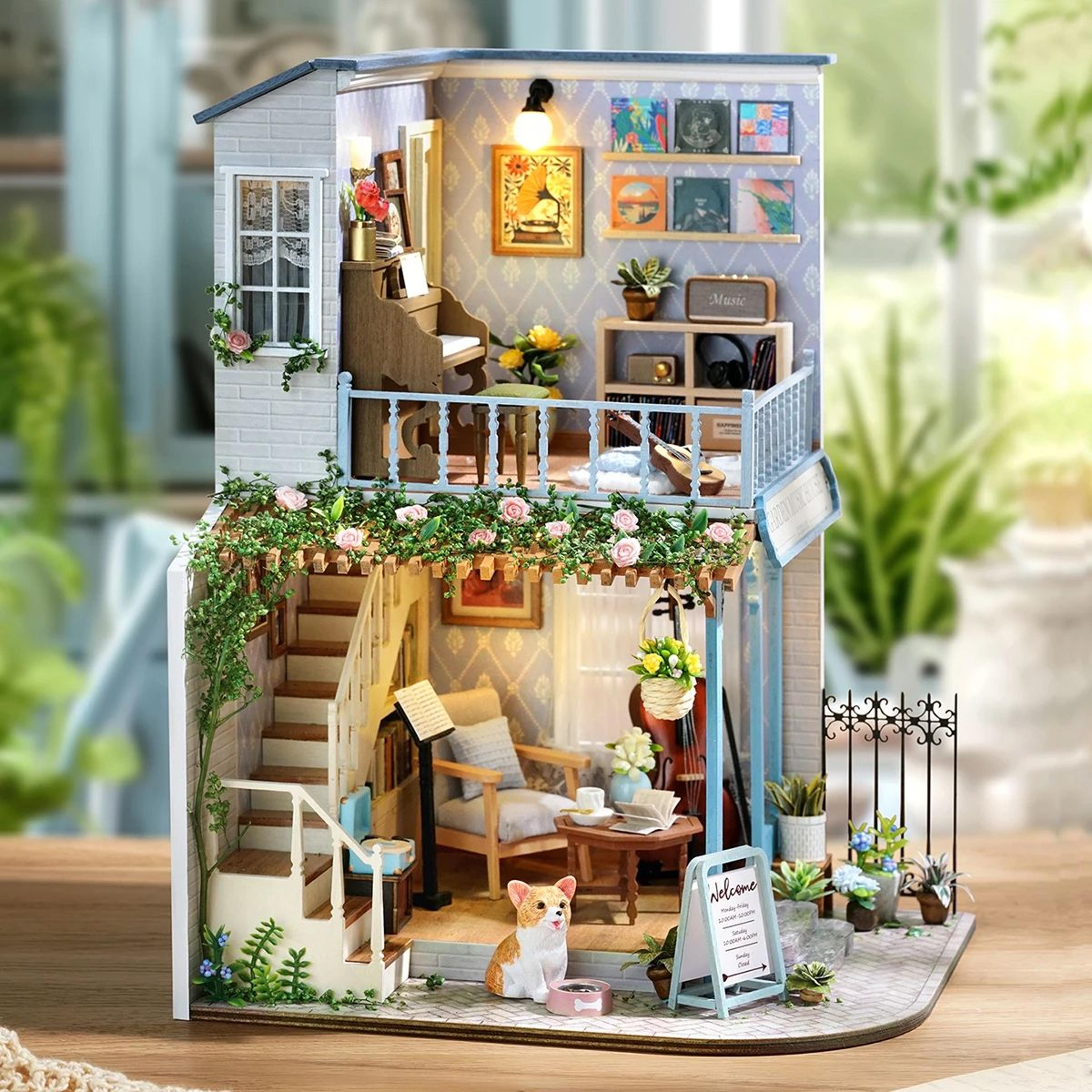 diy miniature bookshelf dollhouse 3d puzzle kit