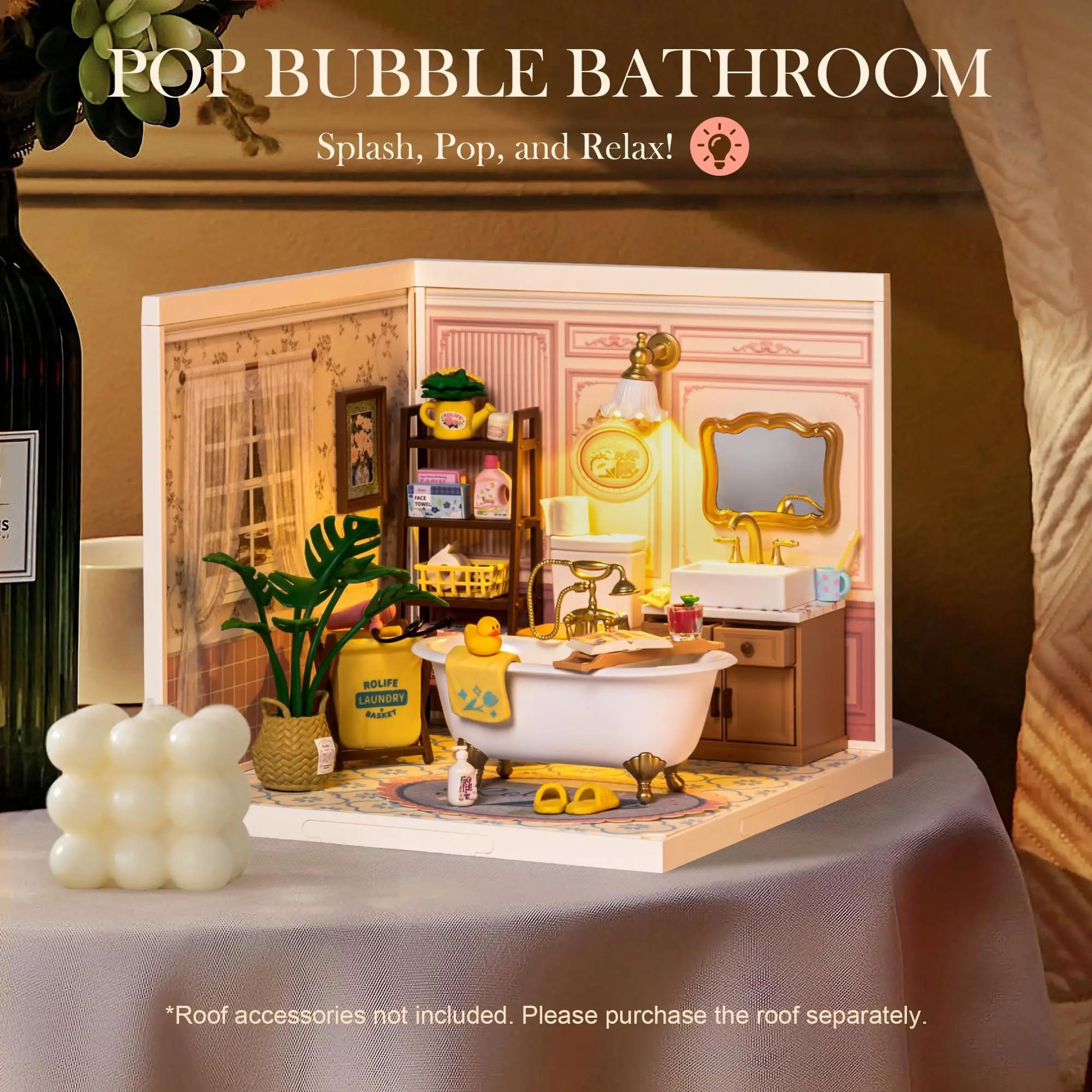 ROBOTIME Pop Bubble Bathroom DIY Miniature Dollhouse Kit 3
