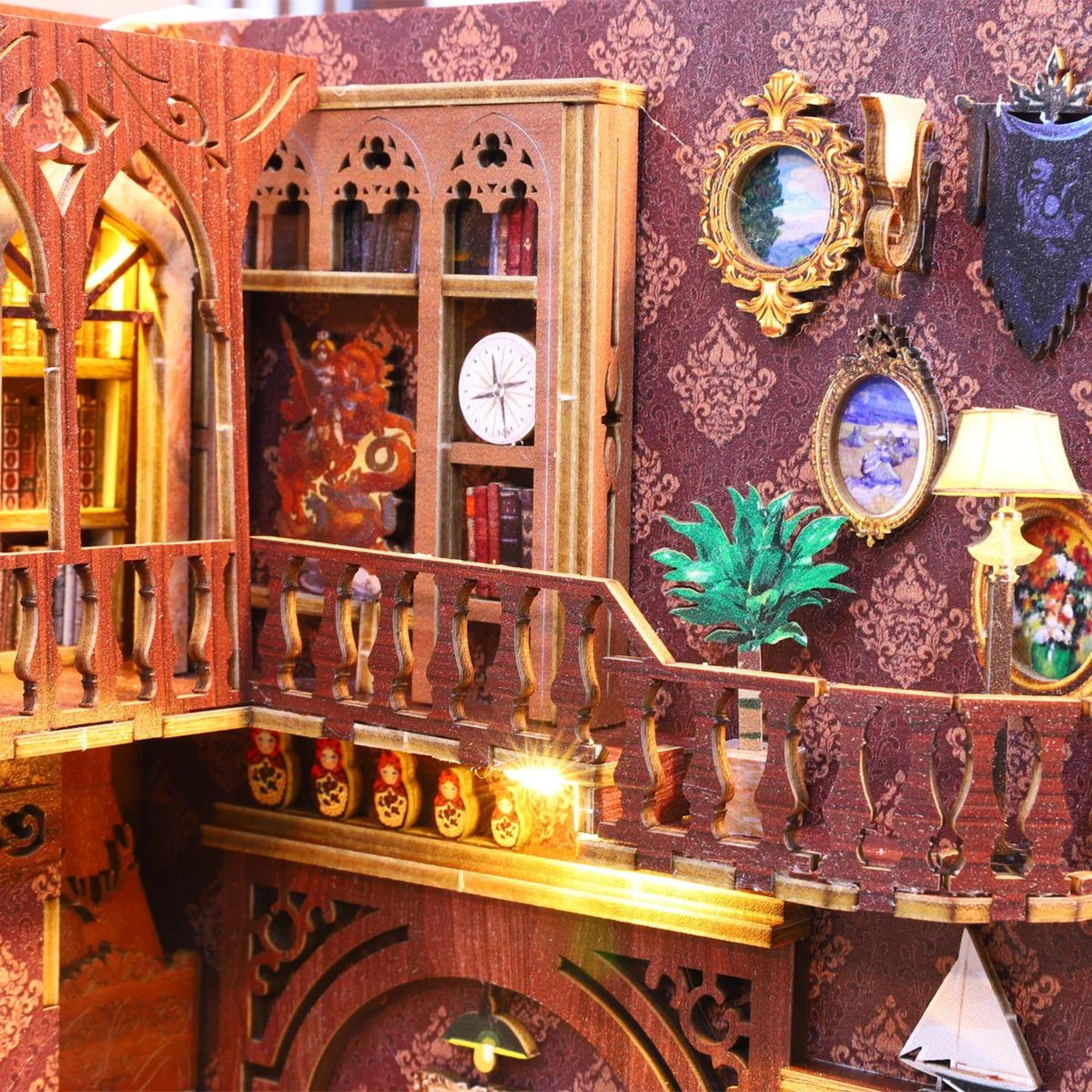 Halloween DIY Wooden Book Nook Miniature Dollhouse Kit 5
