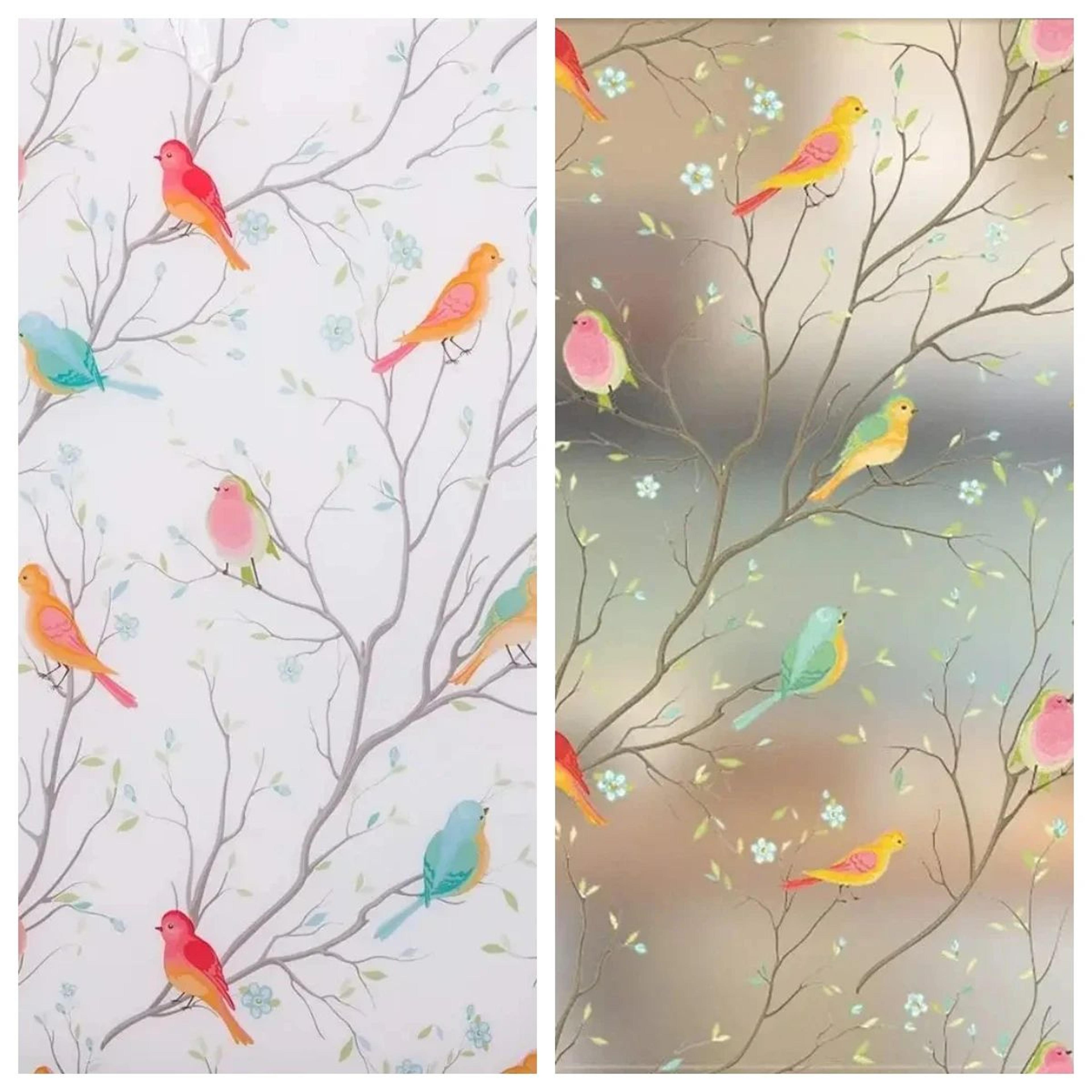 frosted privacy window film static cling bird design