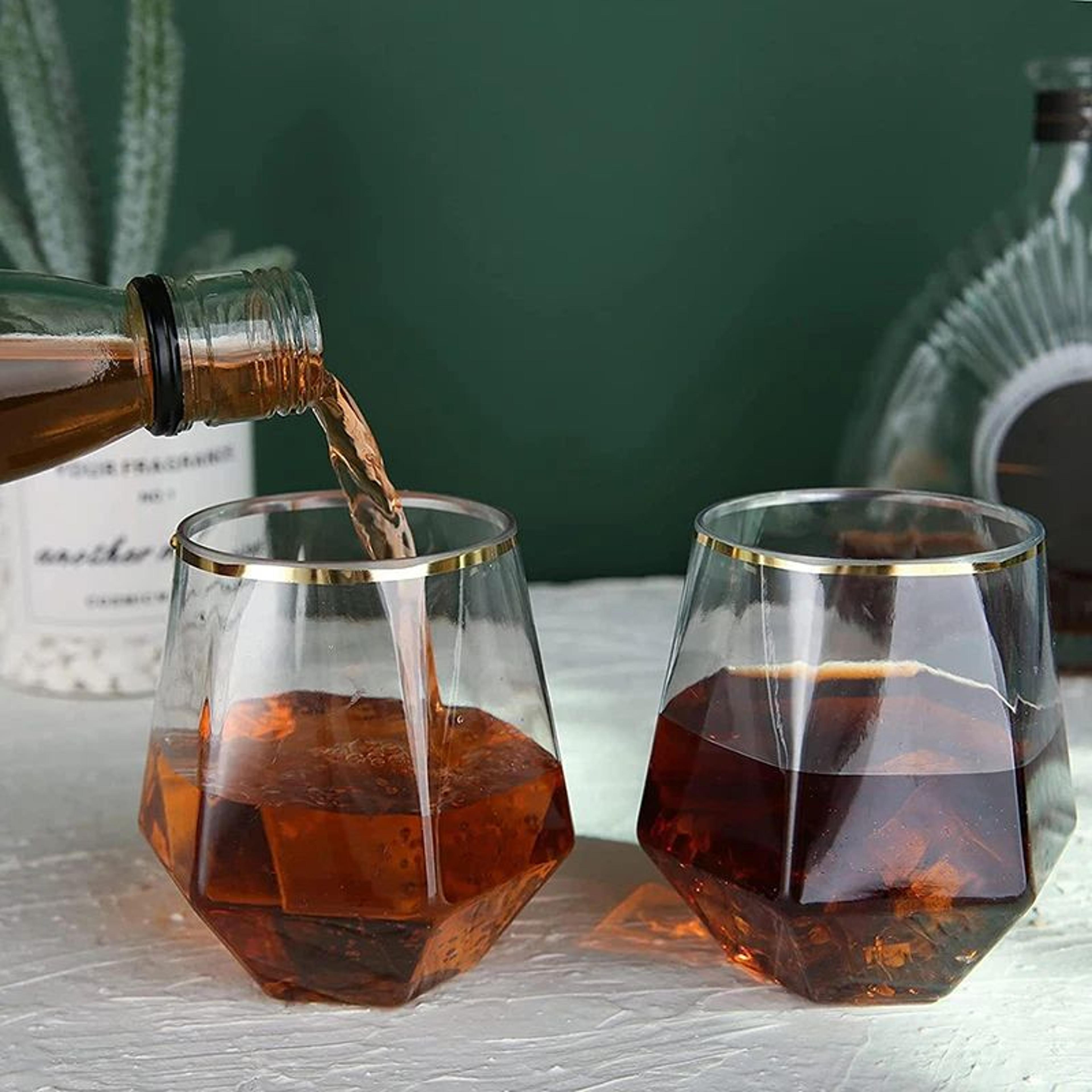 Gold Rimmed Hexagonal Whiskey Glass 1
