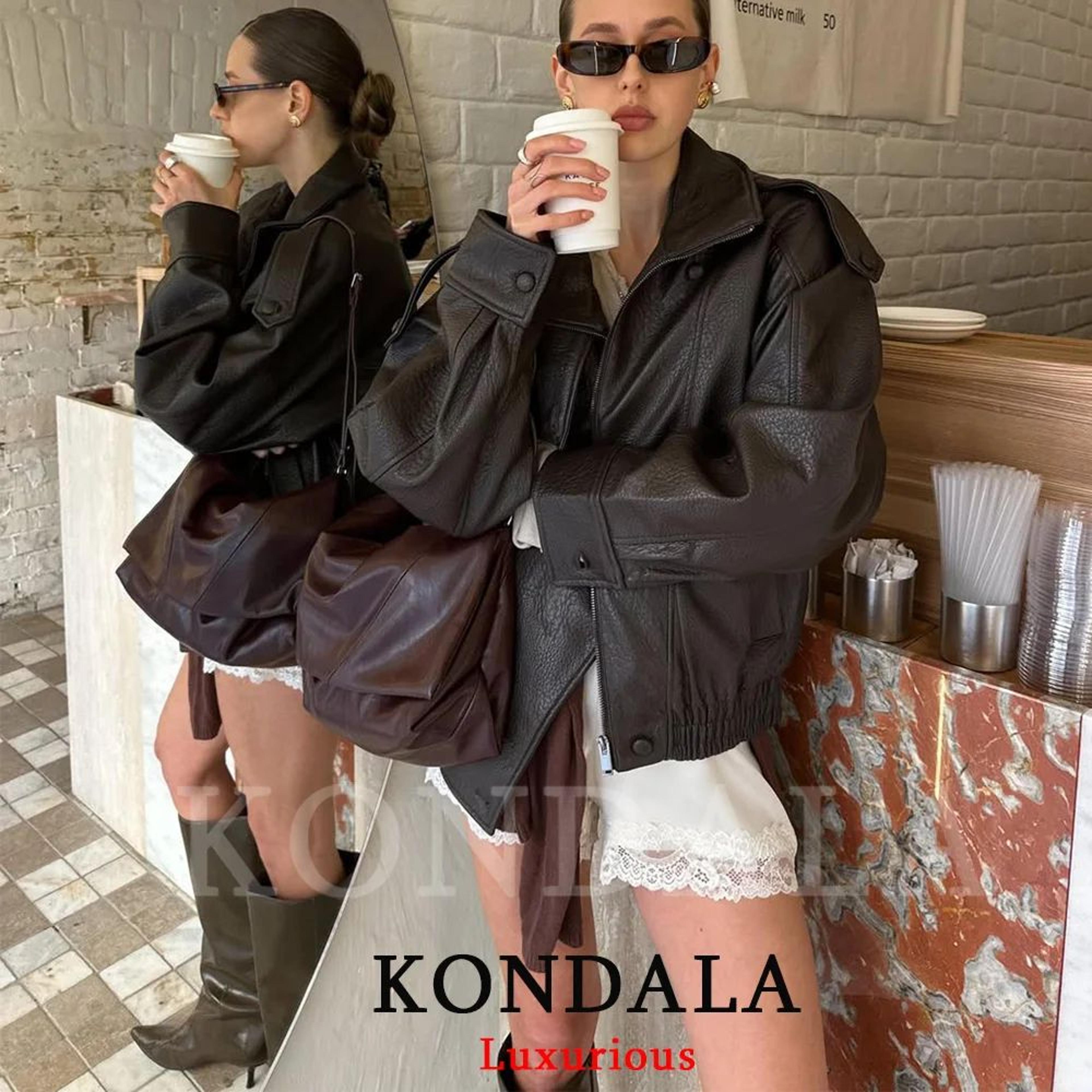 Womens Oversized Black Leather Jacket 4