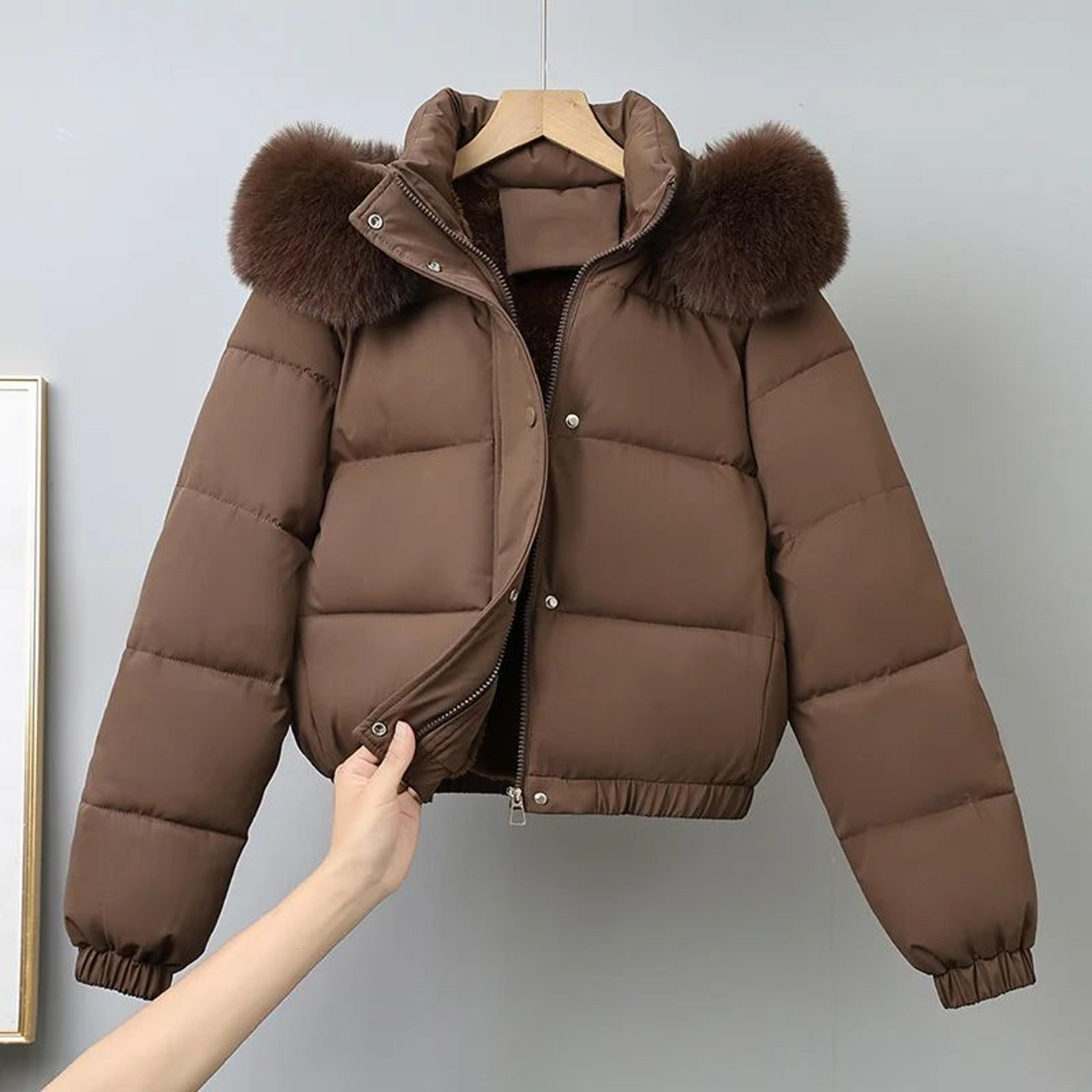 Womens VelvetLined Hooded Winter Puffer Jacket 7