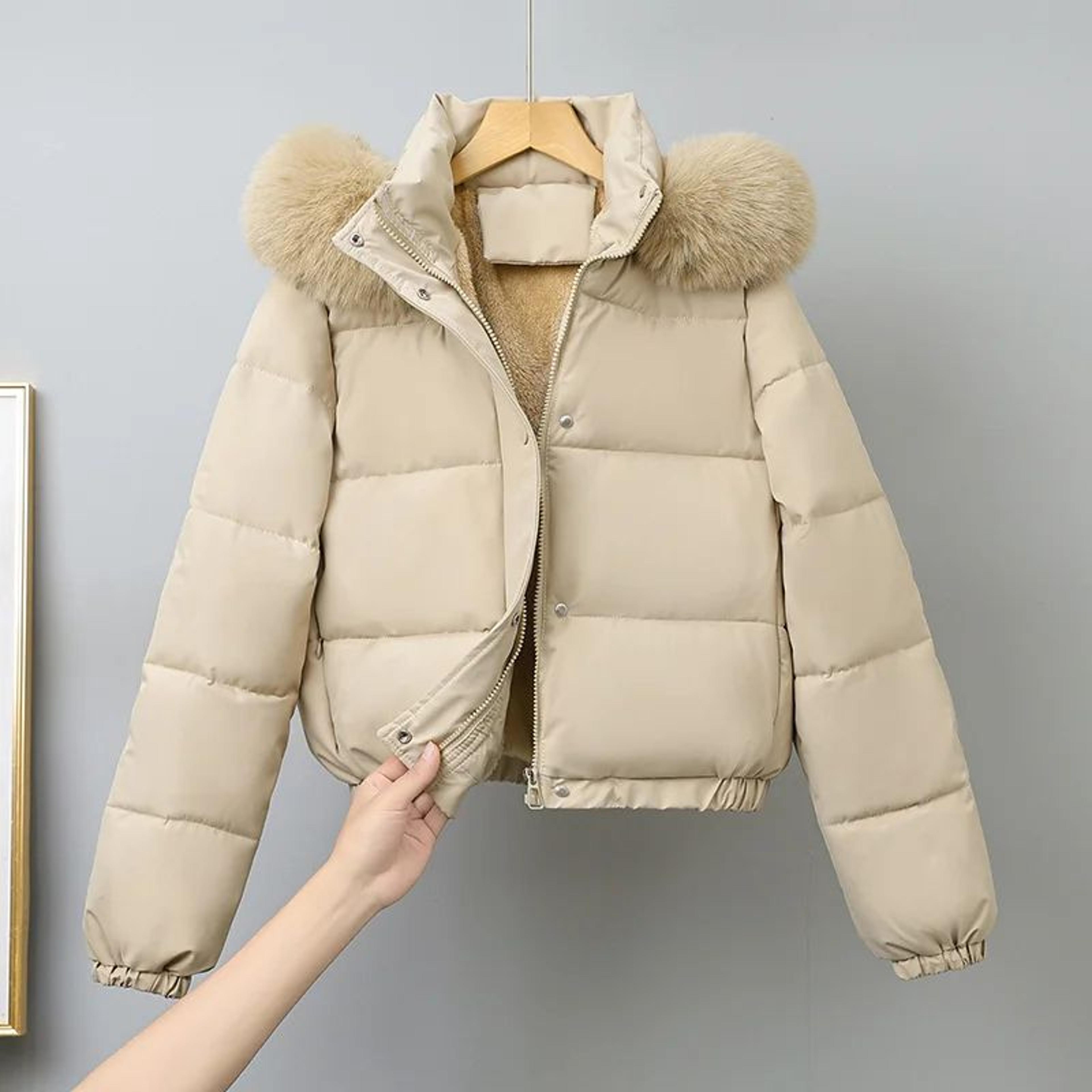 Womens VelvetLined Hooded Winter Puffer Jacket 8
