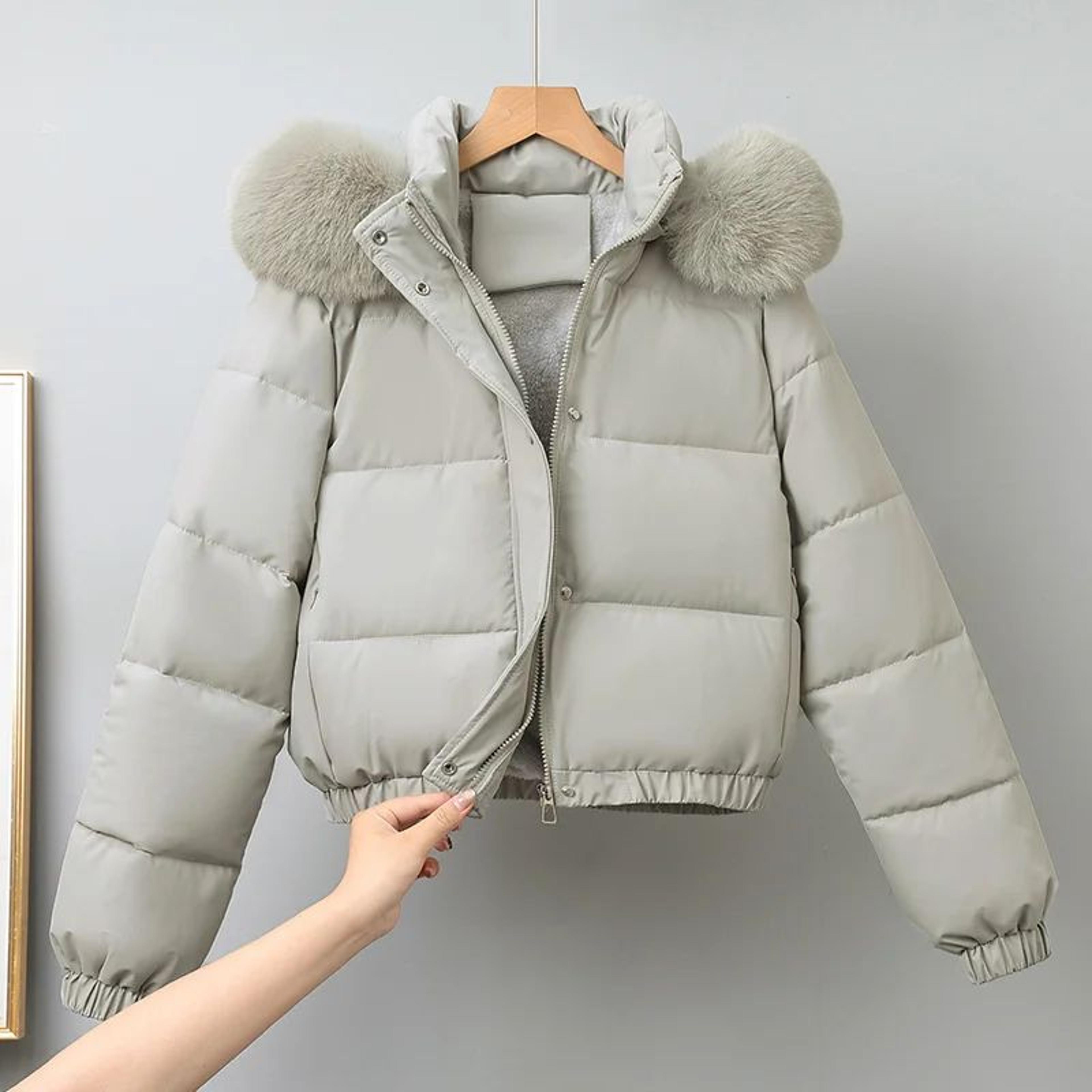 Womens VelvetLined Hooded Winter Puffer Jacket 3