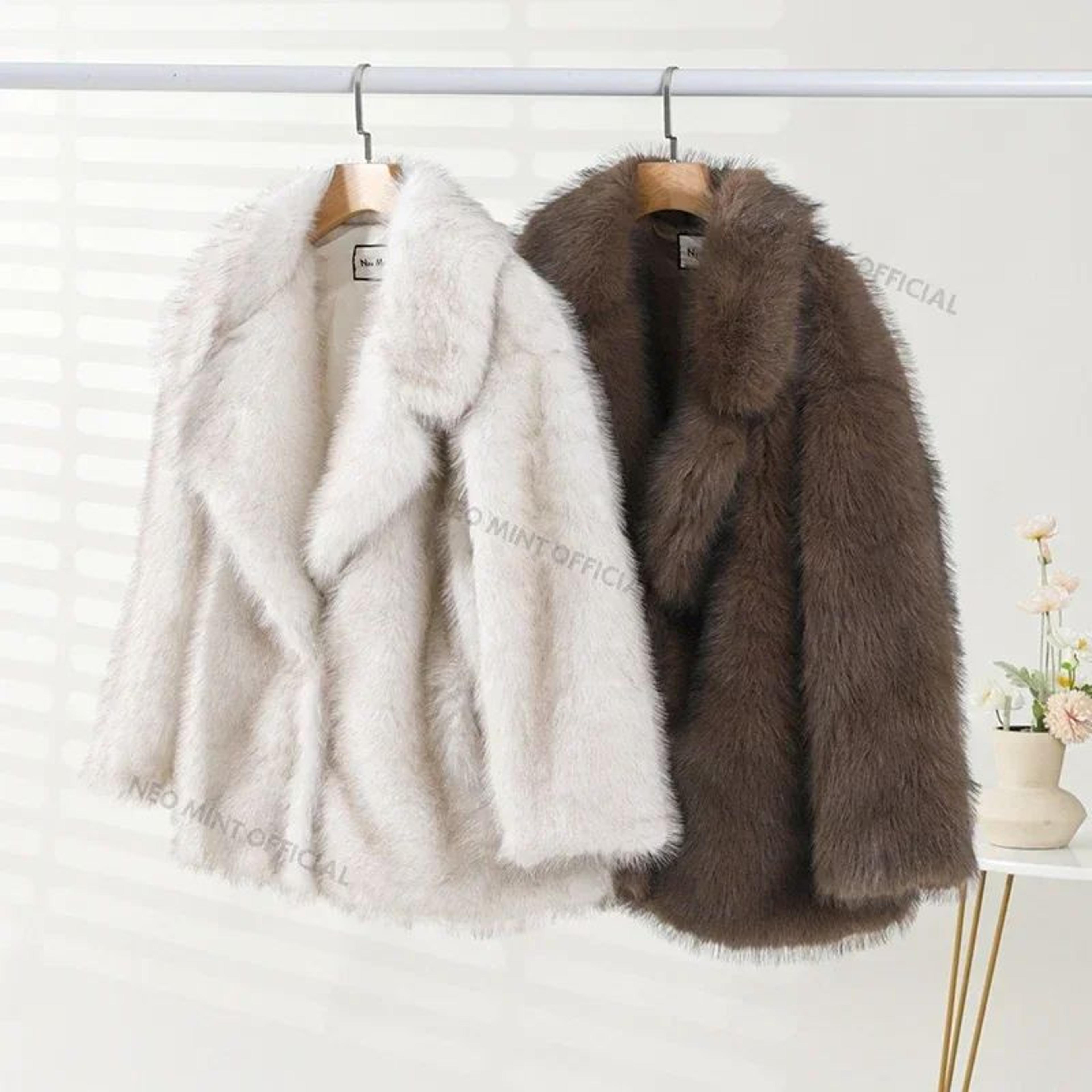 Womens Oversized Gradient Faux Fur Coat 5