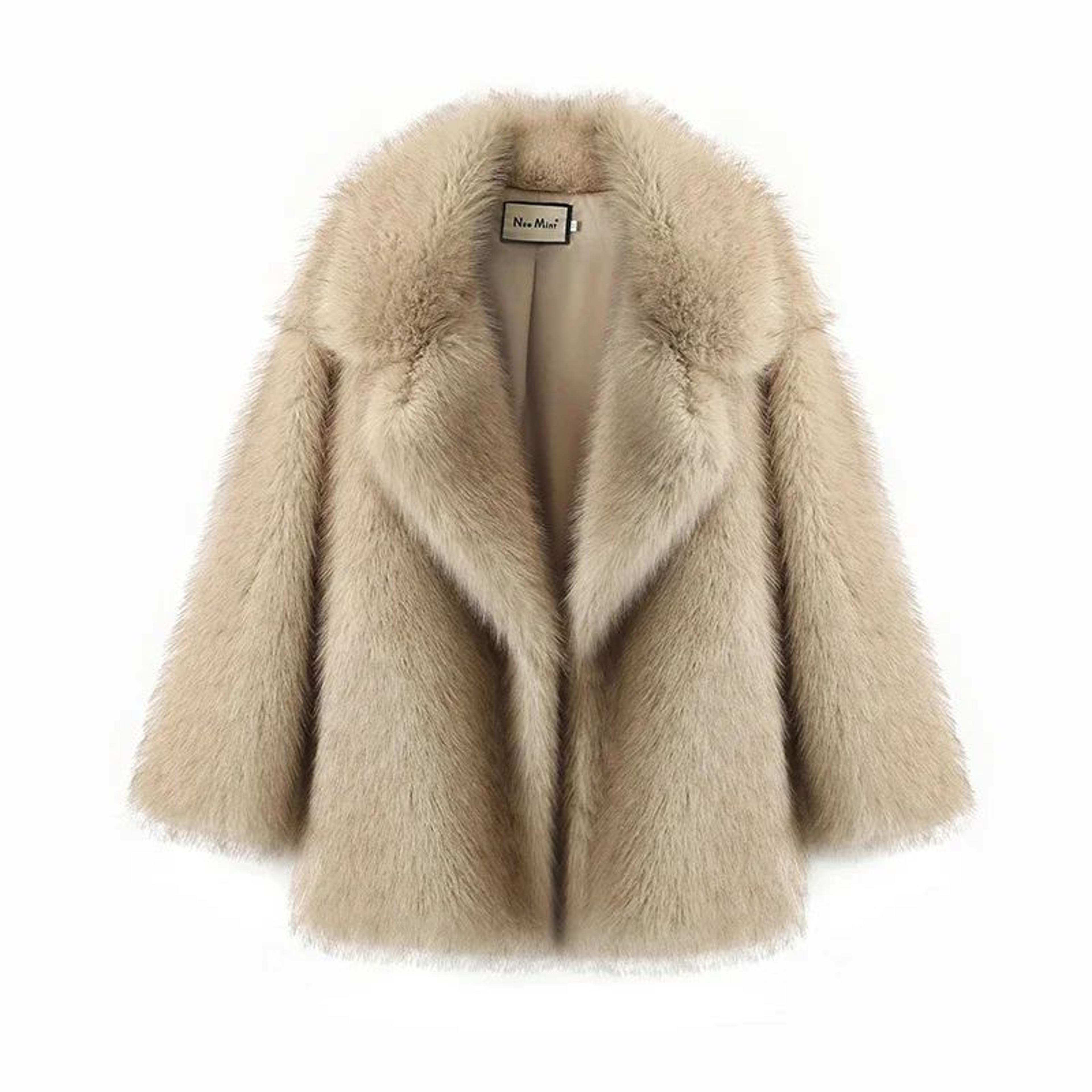 Womens Oversized Gradient Faux Fur Coat 8