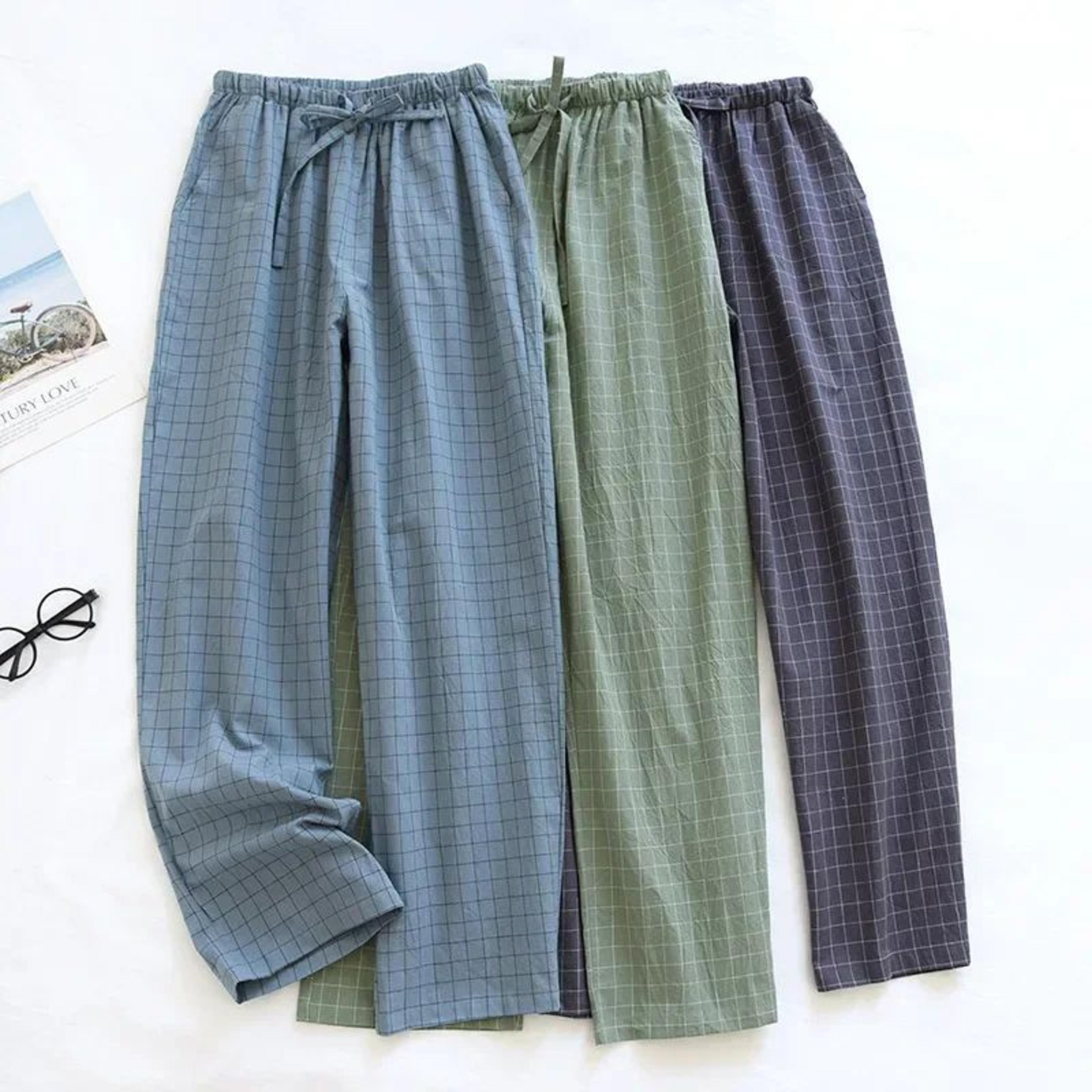 men's lightweight cotton plaid pajama pants