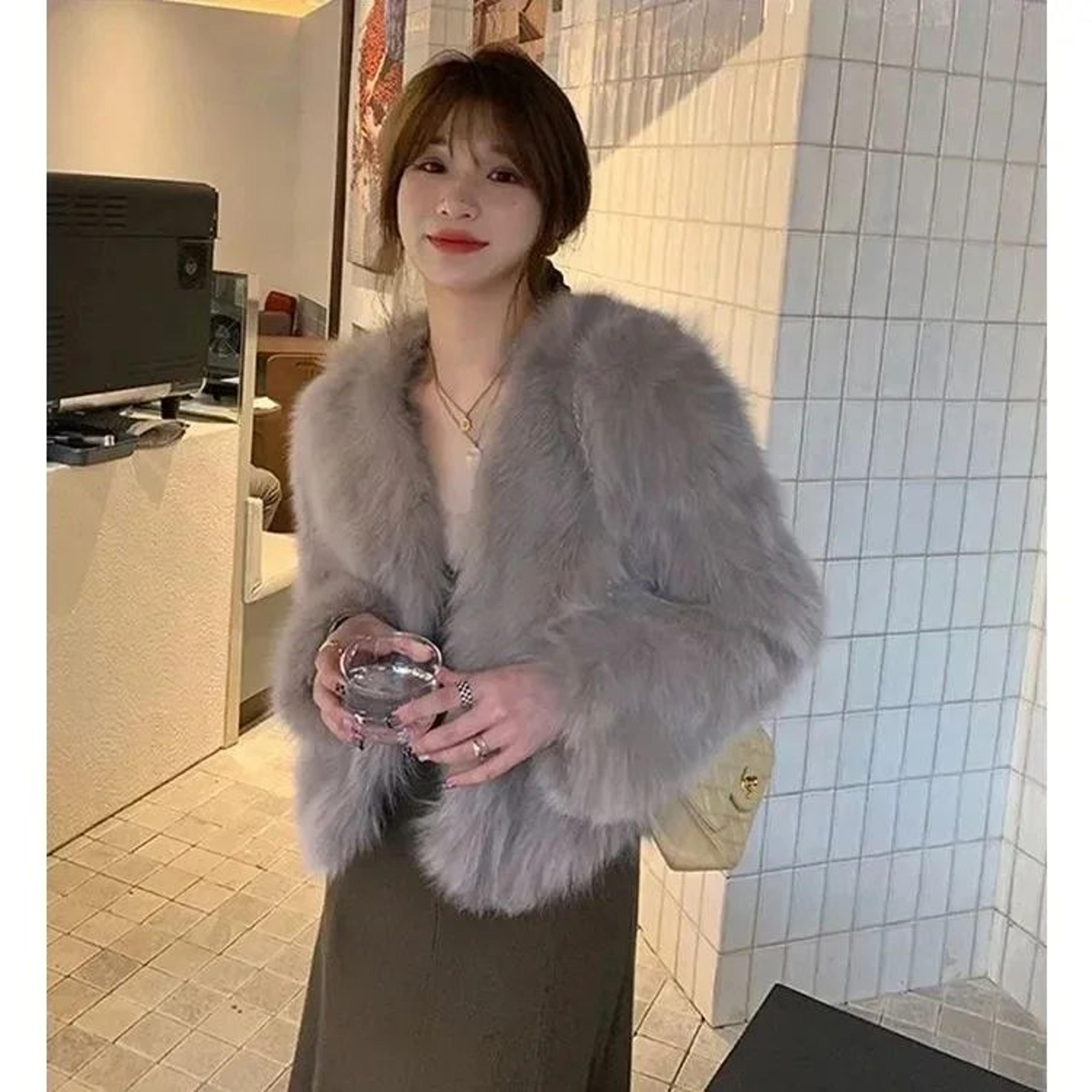 Womens Chic Short Faux Fox Fur Coat 10