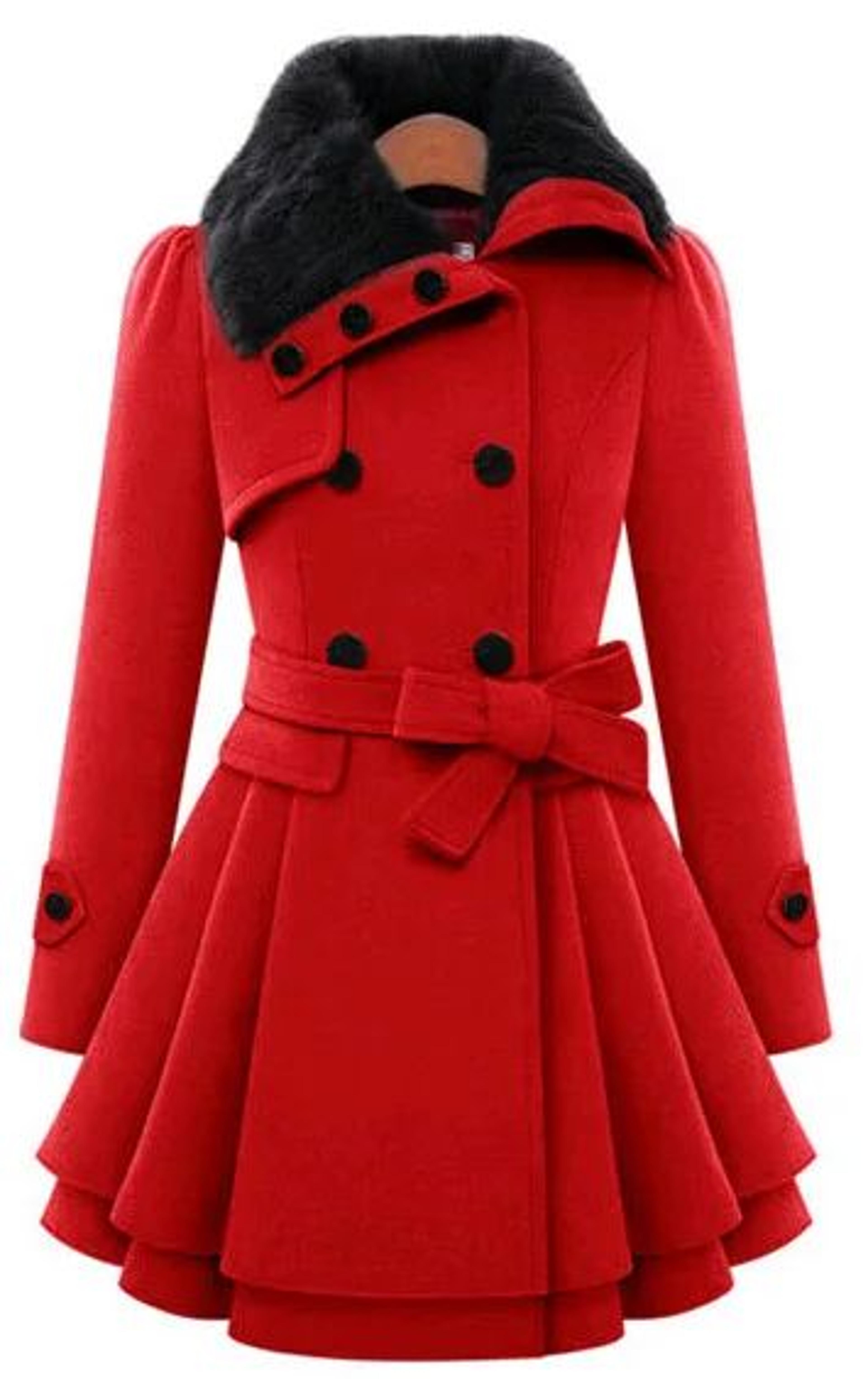 Womens Elegant Long DoubleBreasted Winter Coat 9