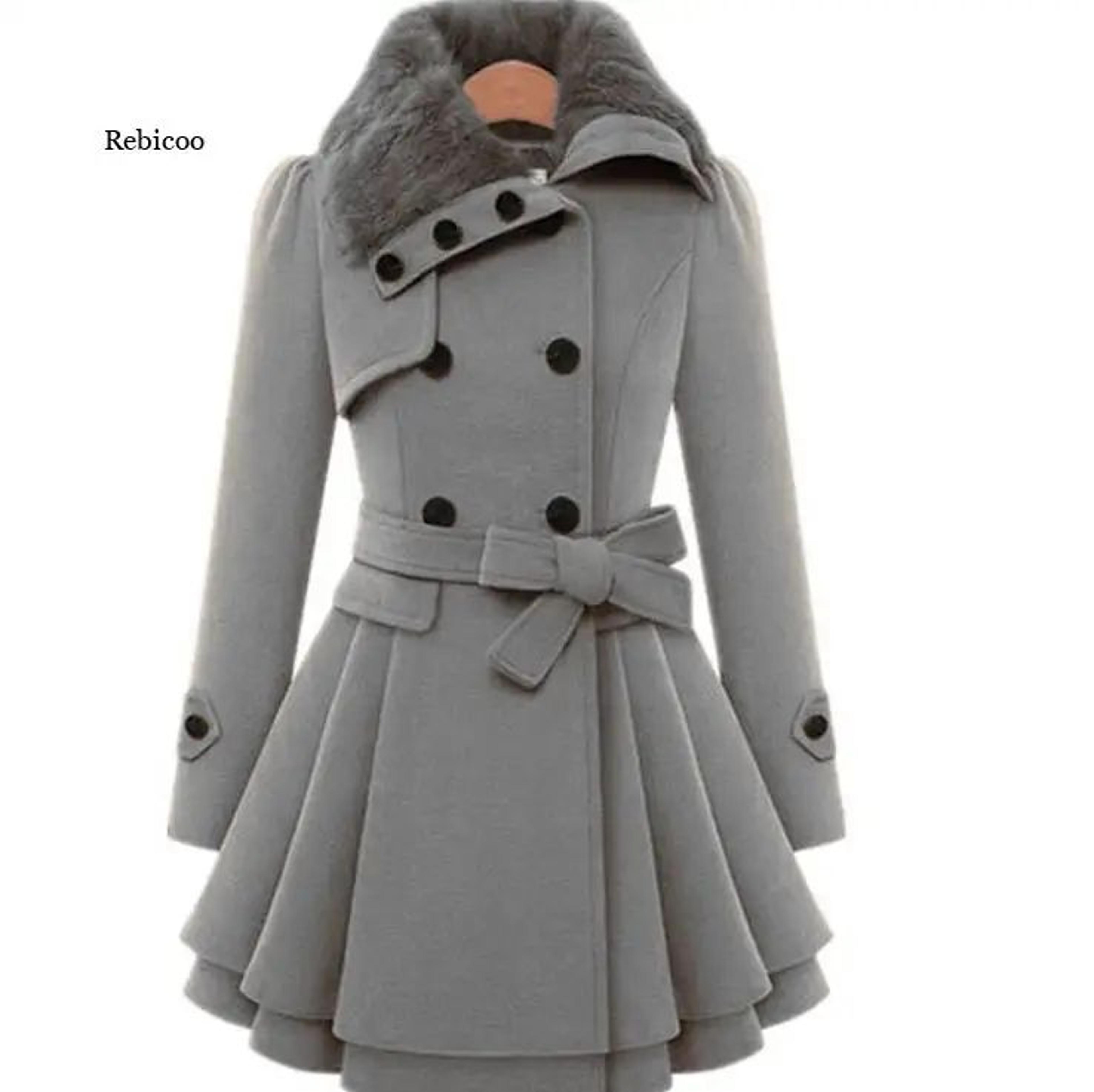 Womens Elegant Long DoubleBreasted Winter Coat 4