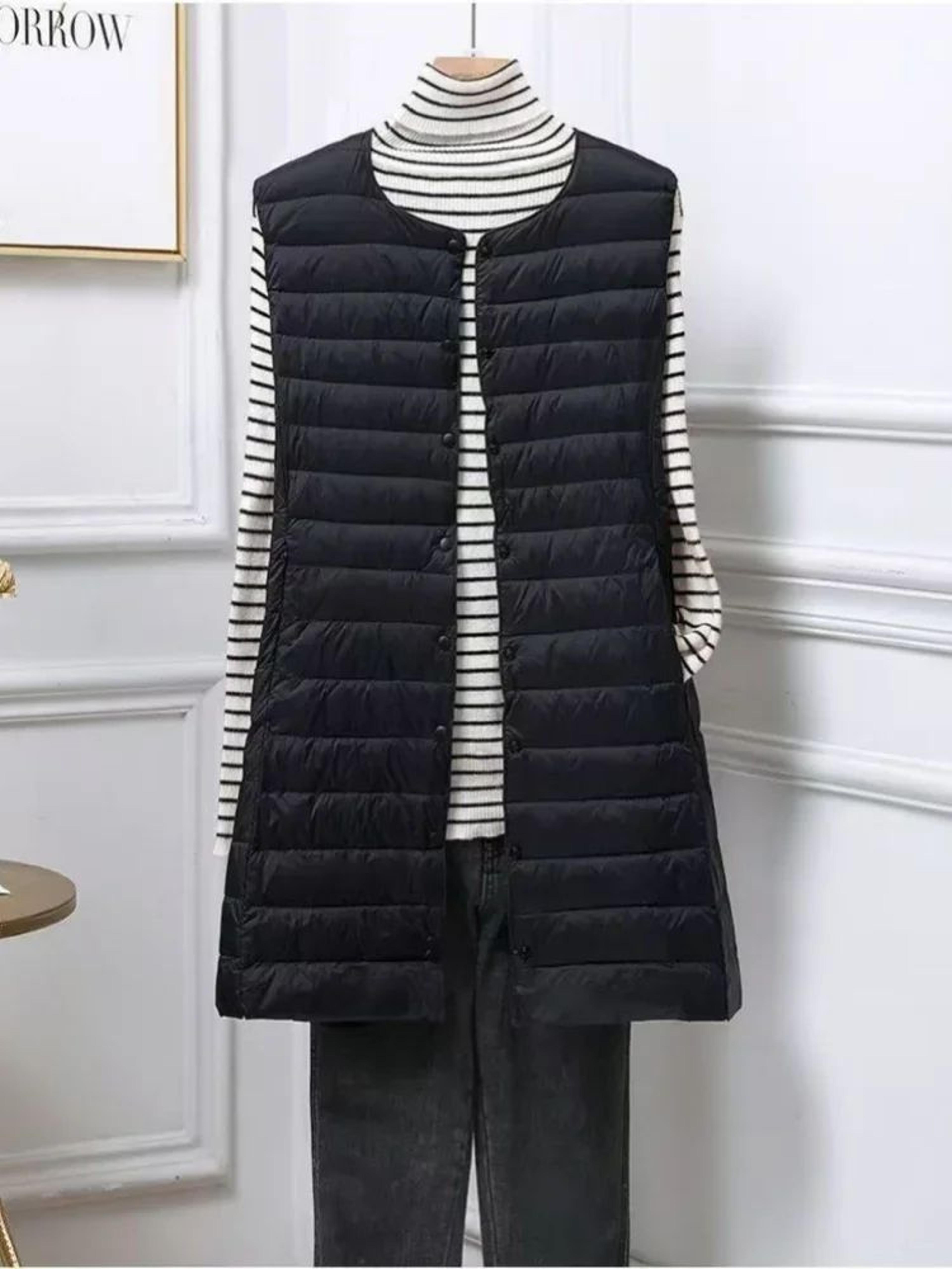 Womens Elegant MidLength Down Vest 2