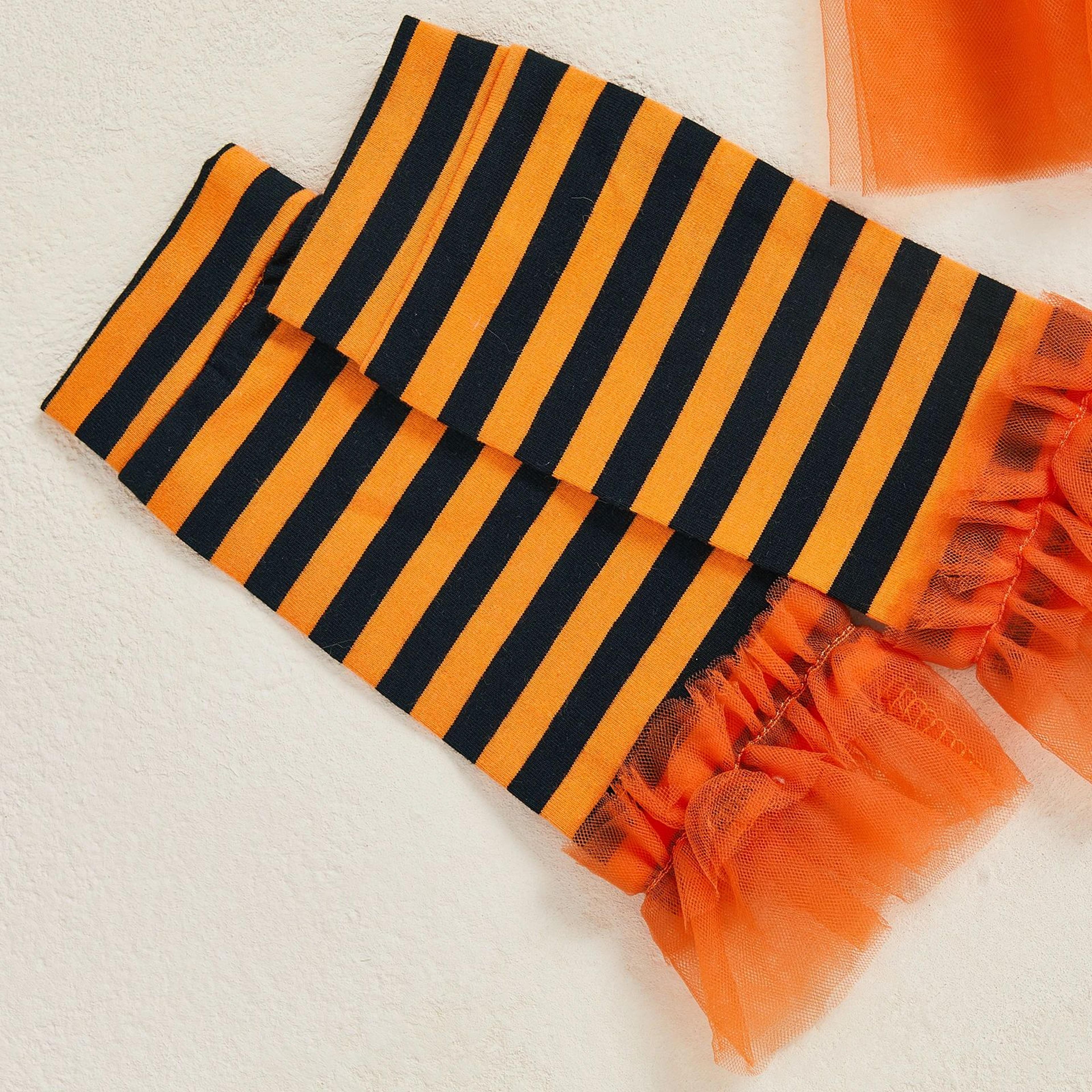 Baby Girl Pumpkin Halloween Romper Dress Set 4