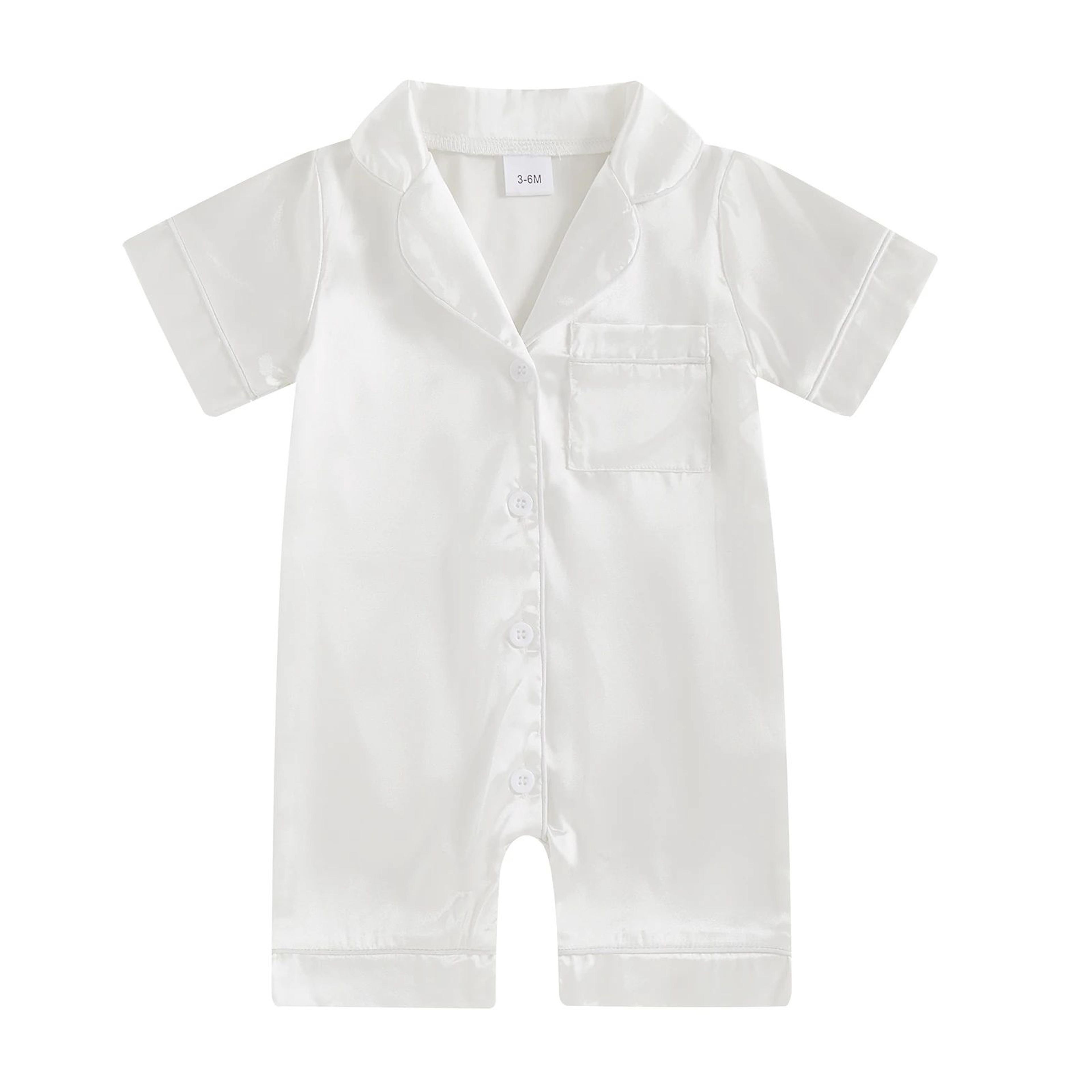 Baby Satin Short Sleeve Pajama Romper 8