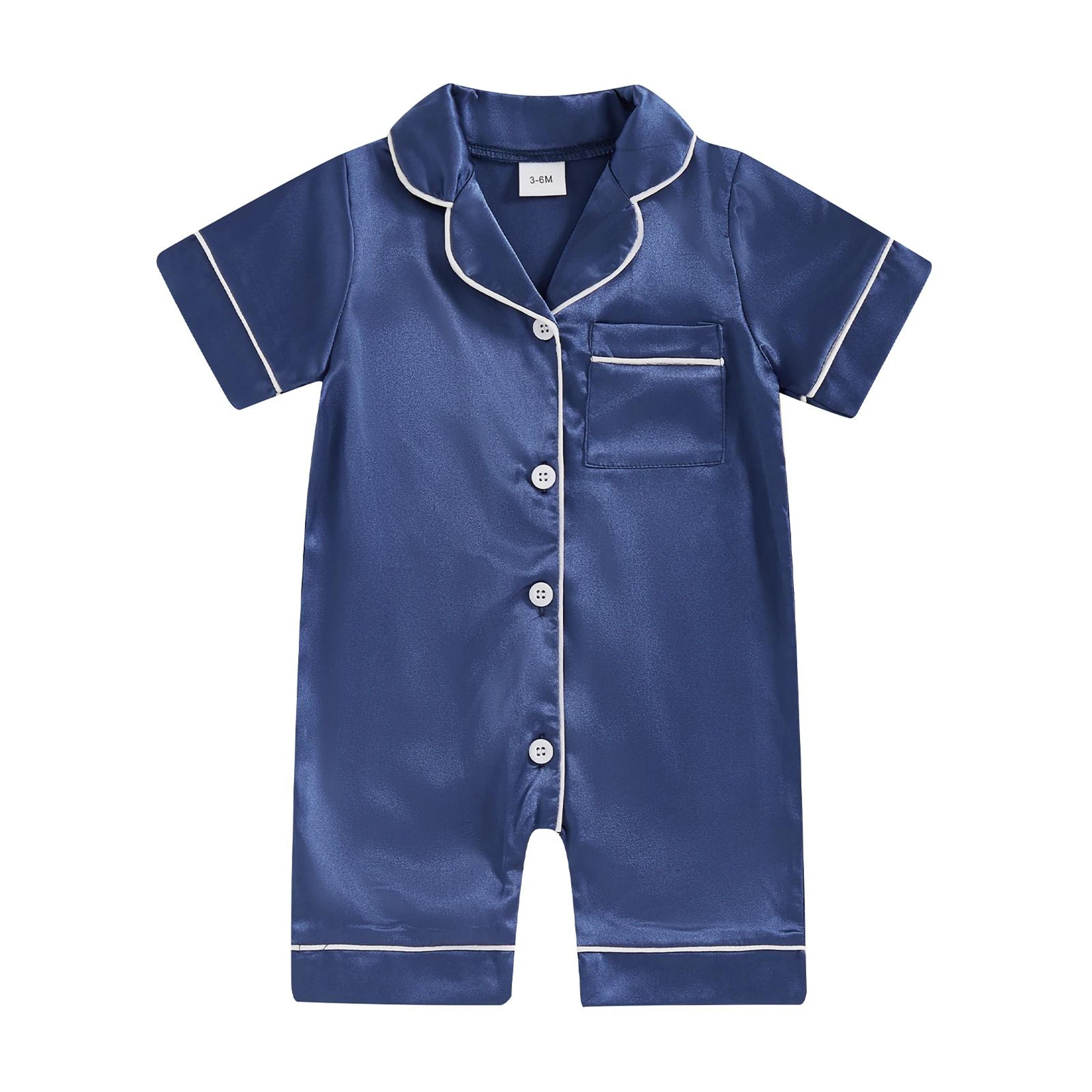 Baby Satin Short Sleeve Pajama Romper 6