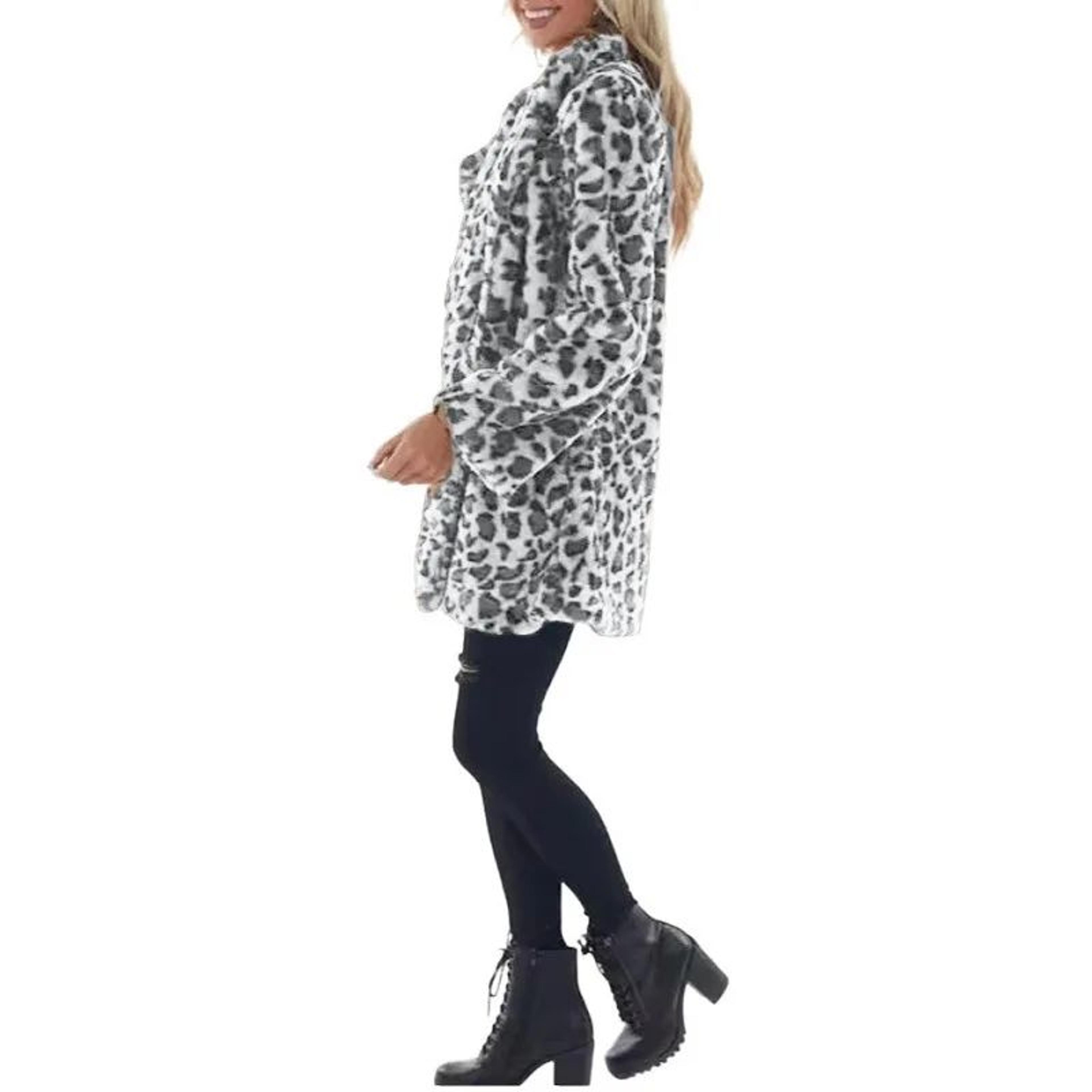 Womens Leopard Print Faux Fur Winter Coat 3
