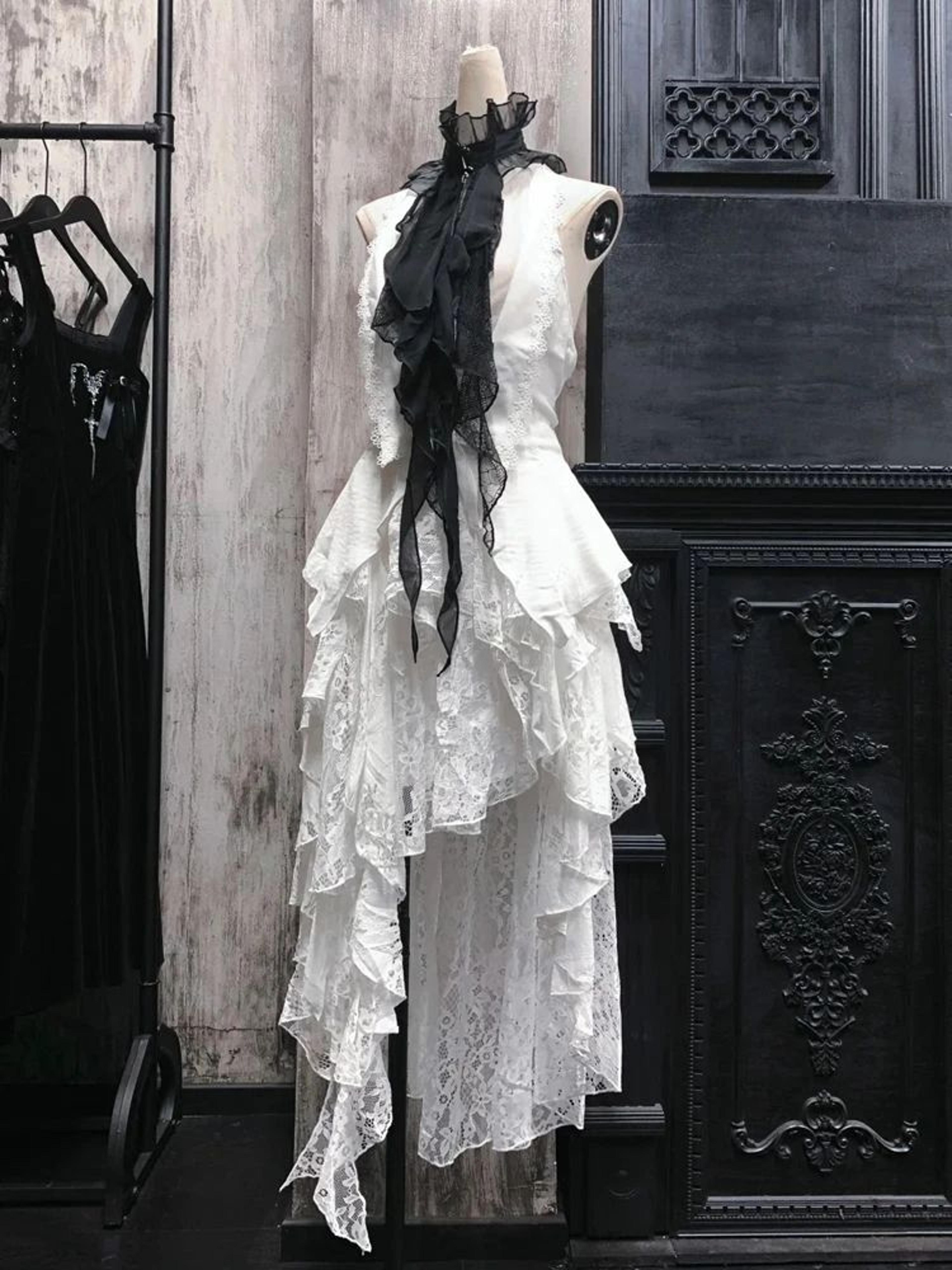 Womens Vintage Gothic Black Bodycon Dress 2