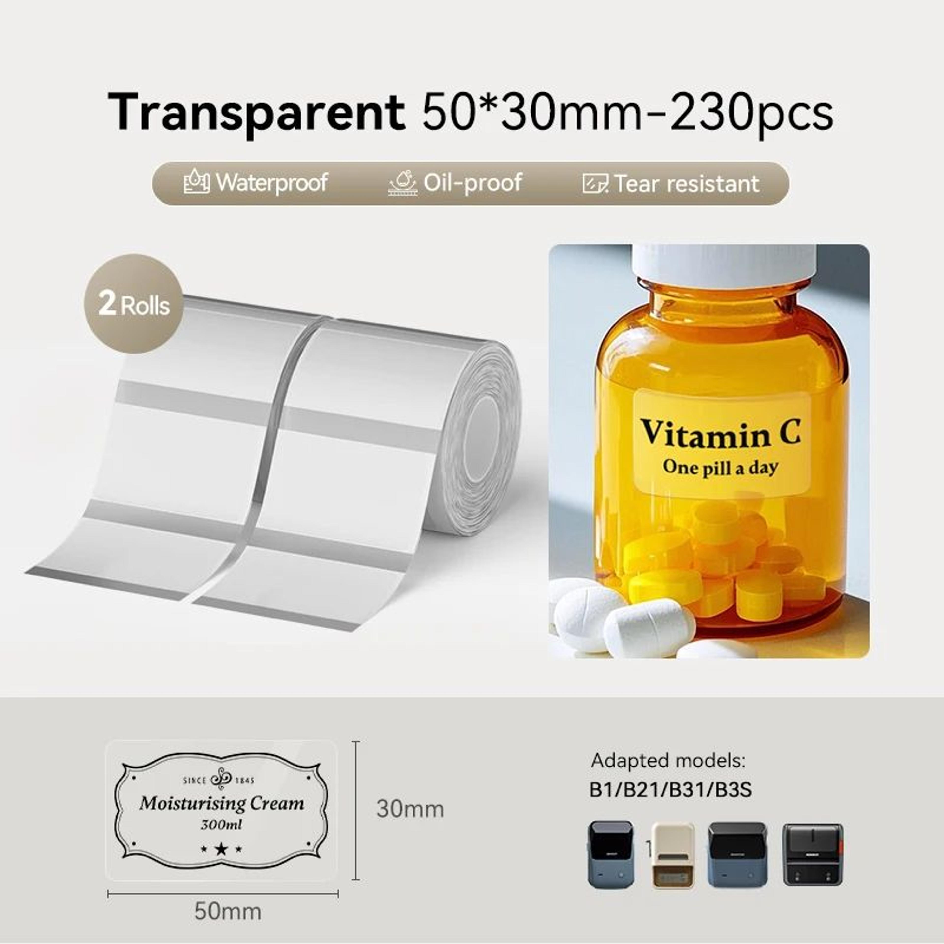 2 Rolls Transparent Thermal Label Stickers 13