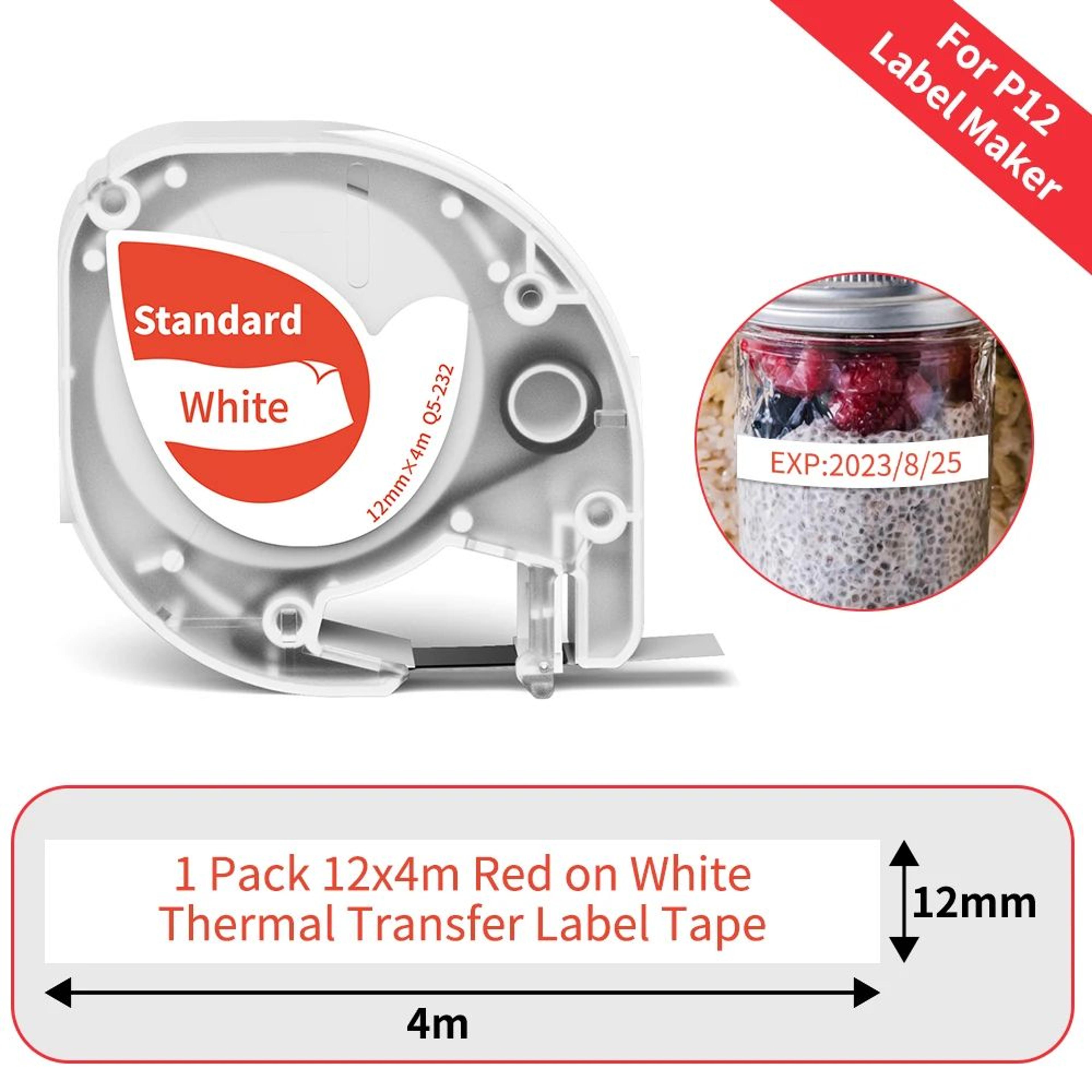 Replacement Plastic Label Maker Tape 12
