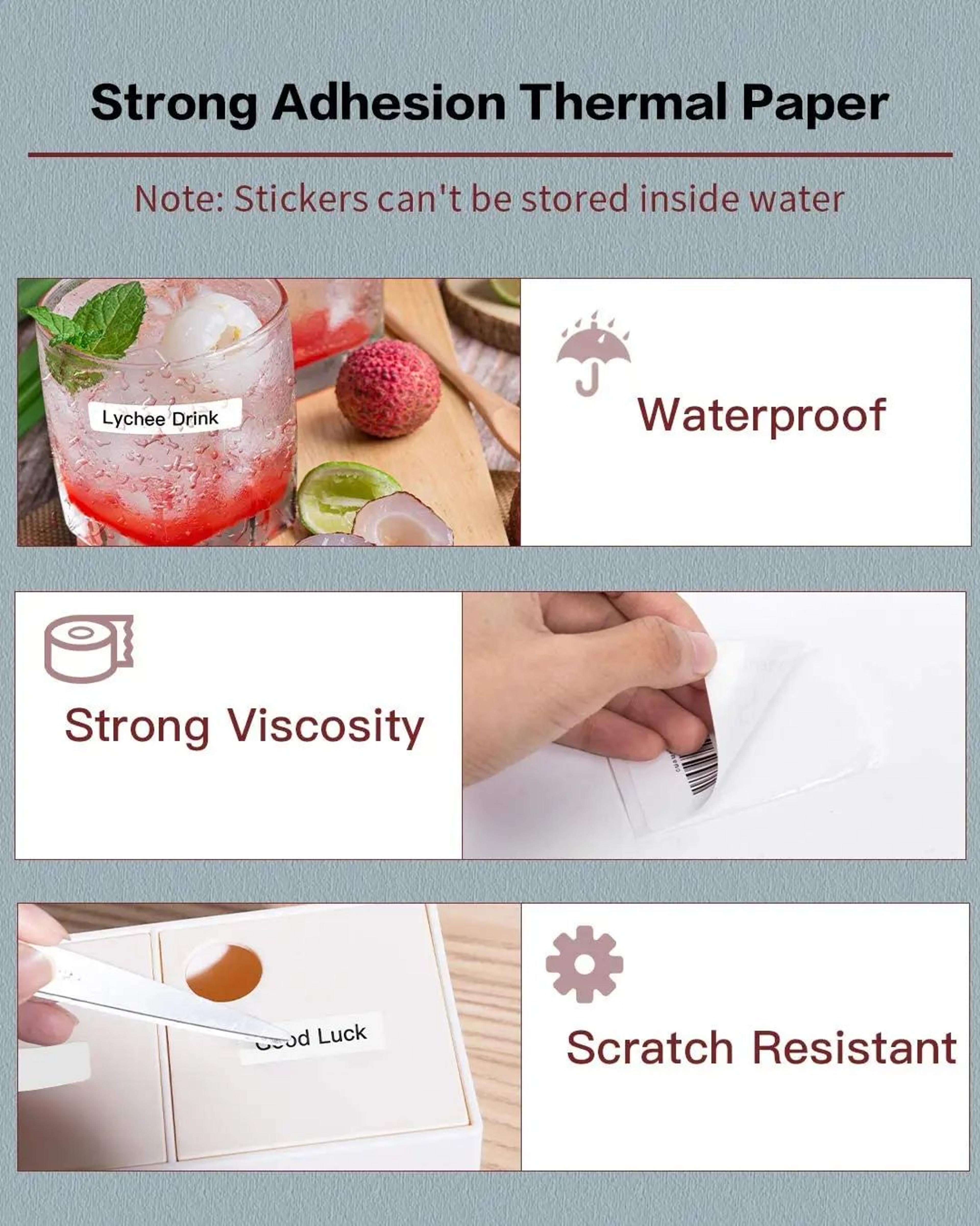 100PCS Waterproof Rectangle Thermal Label Stickers 1