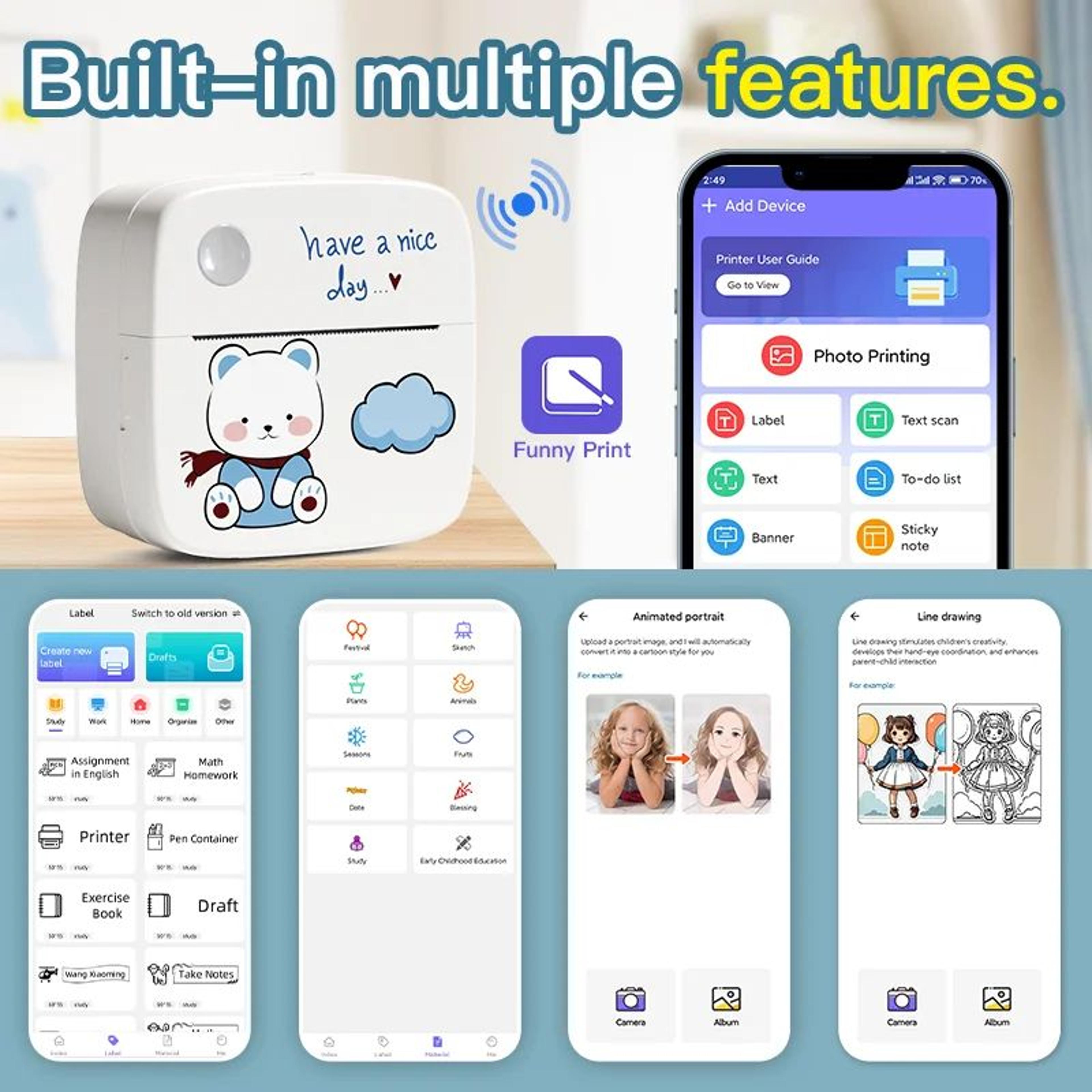 Rechargeable Wireless Pocket Thermal Sticker Printer 2